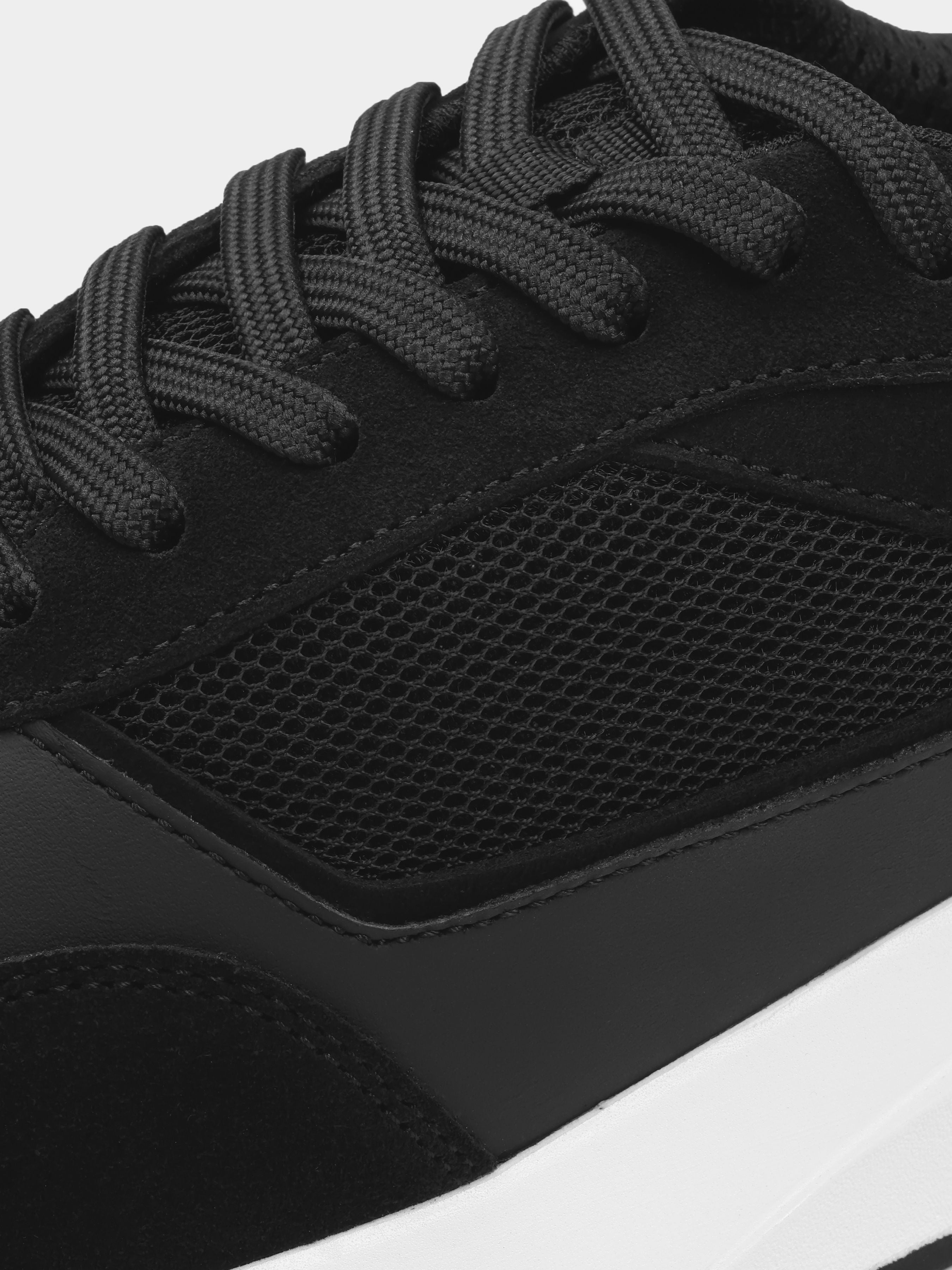 Sneakers, Respiro, Black White Suede, Men's shoes, natural suede/mesh upper and mesh lining, laces view