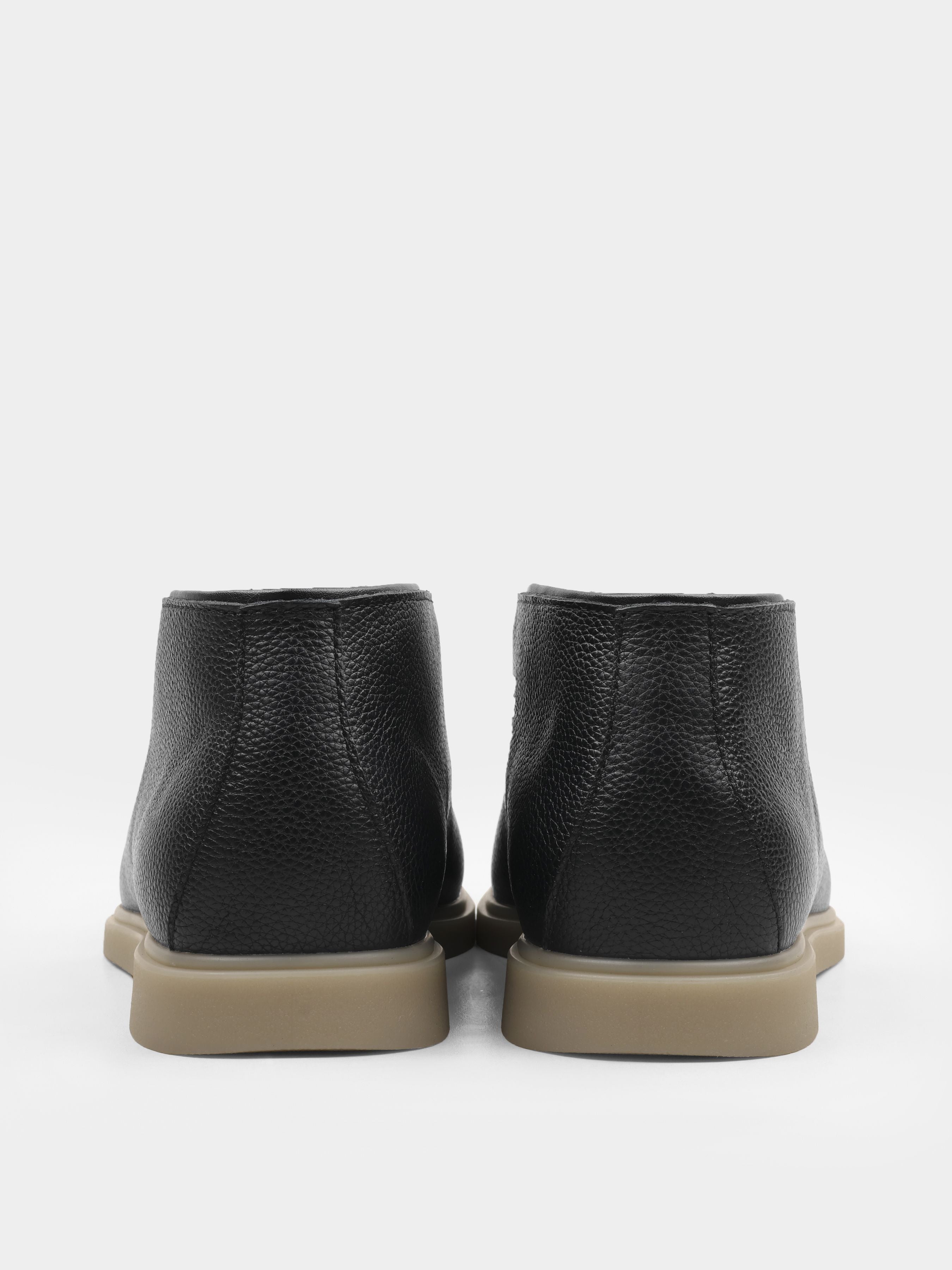 Boots, Ottaviano, Black Beige, Men's shoes, natural leather upper and lining, heel view