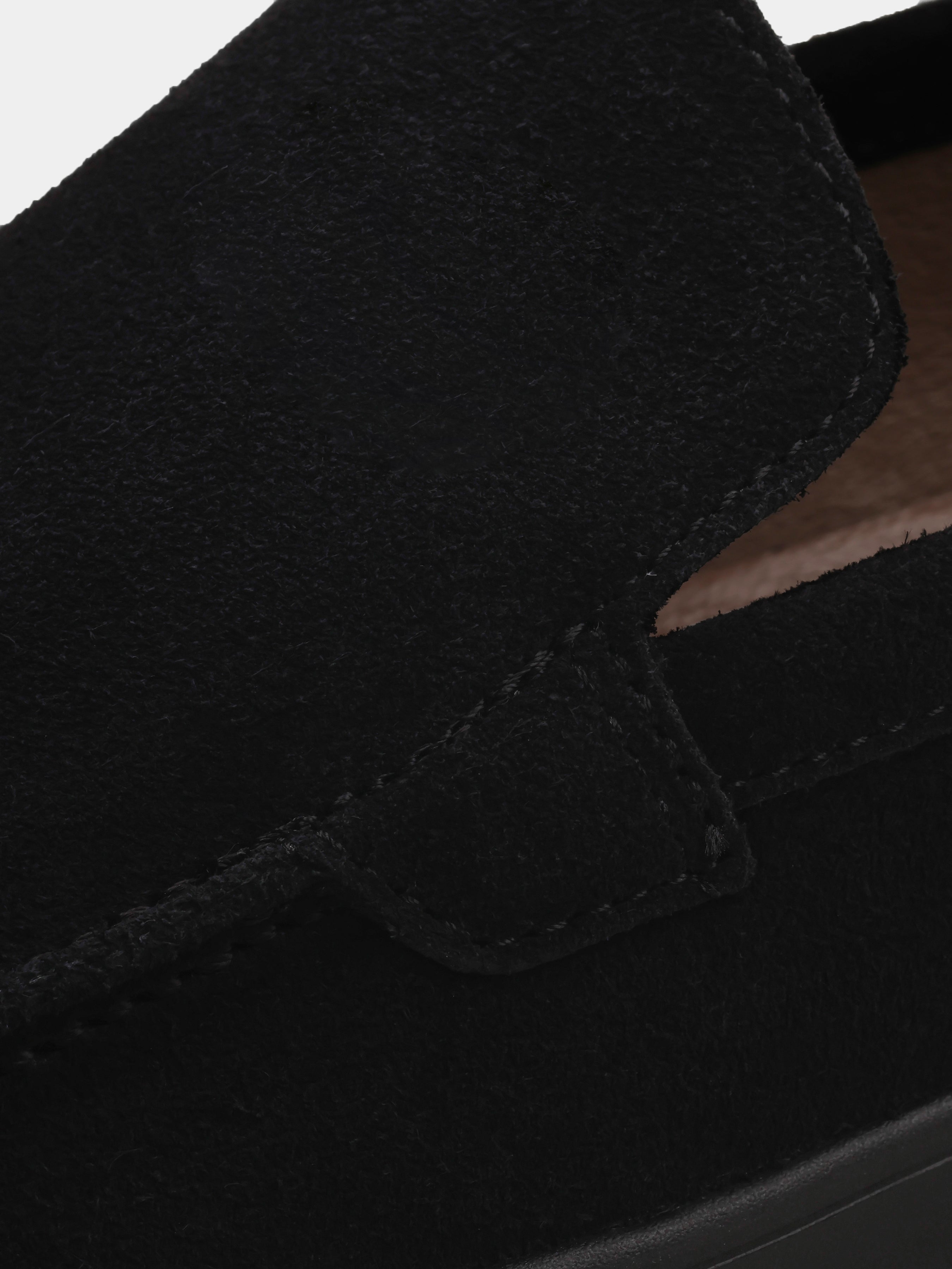 Loafers, Spectrum, Black Suede, Men's shoes, natural leather lining and upper suede, detailed view