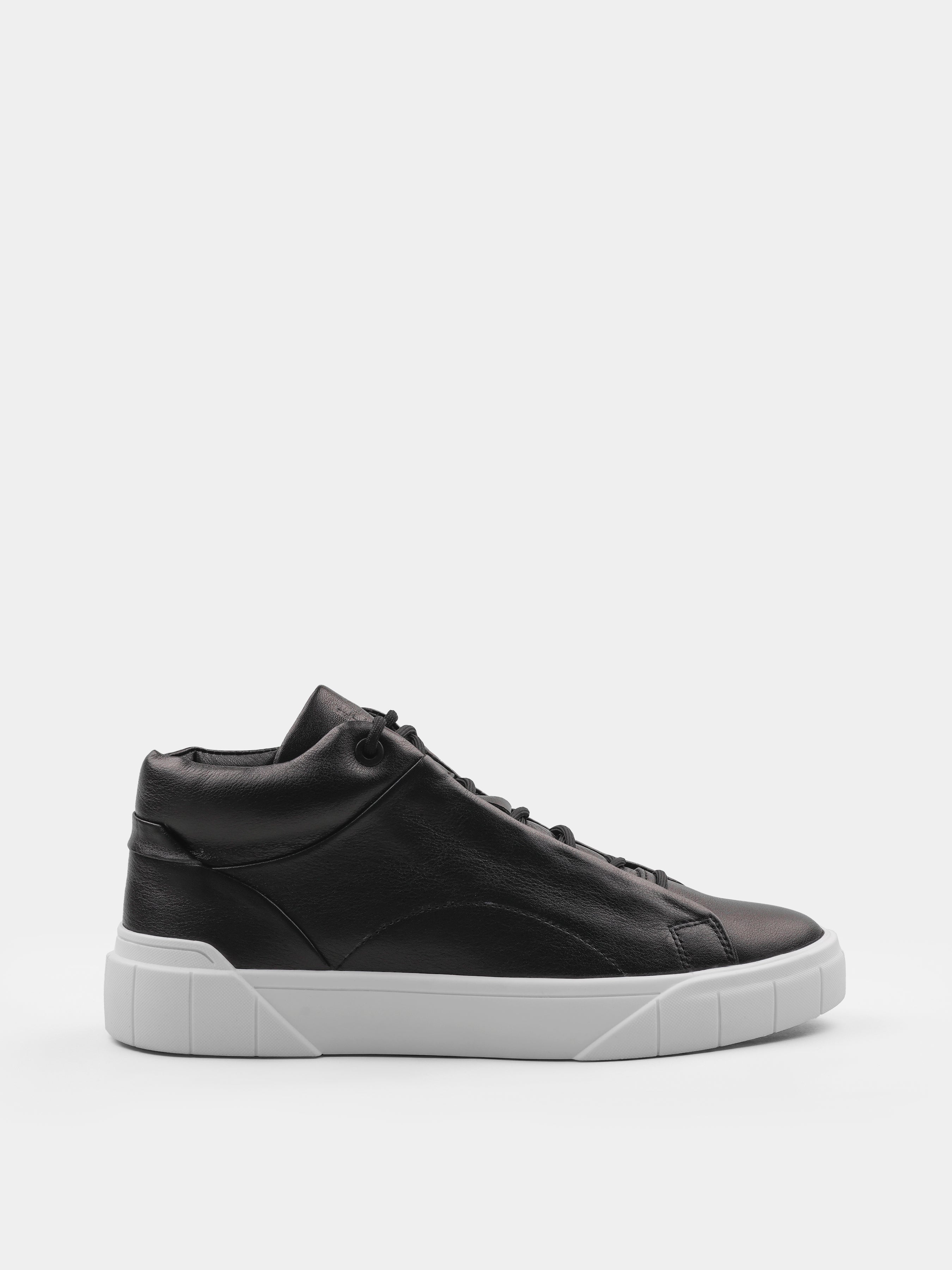 Sneakers, Roner, Black White, Men's shoes, natural leather upper and fleece lining, left view