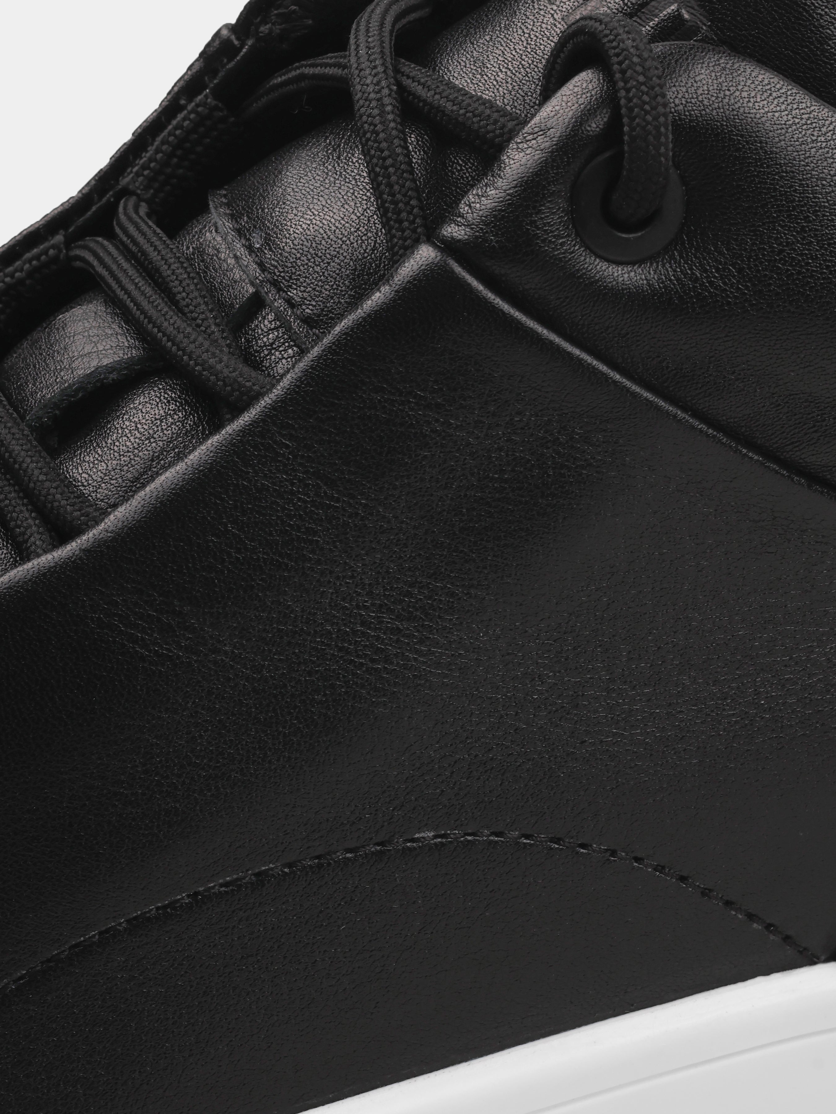Sneakers, Roner, Black White, Men's shoes, natural leather upper and fleece lining, detailed view