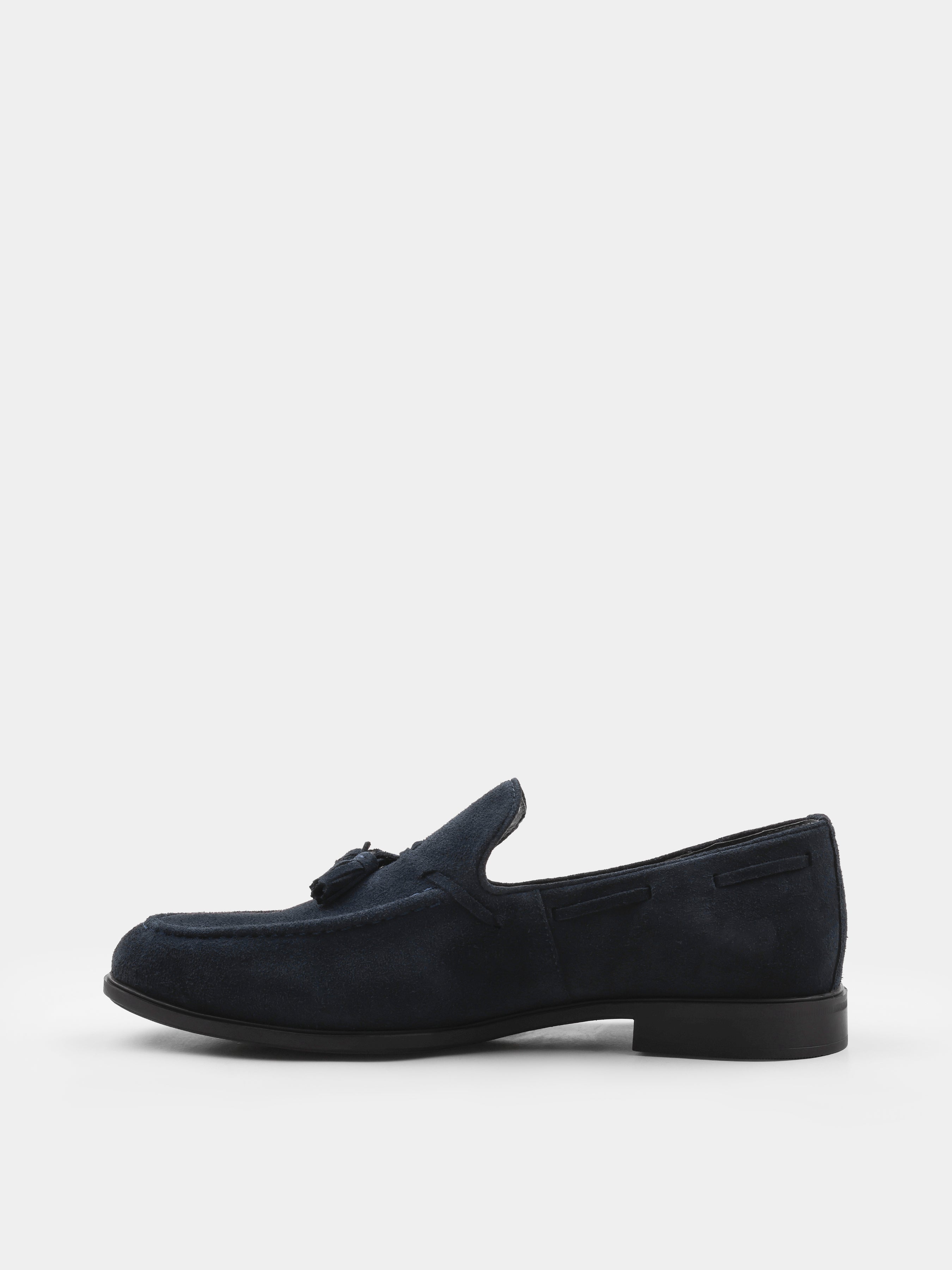 Loafers, Frandi, Navy, Men's shoes, natural leather lining and upper suede, left view