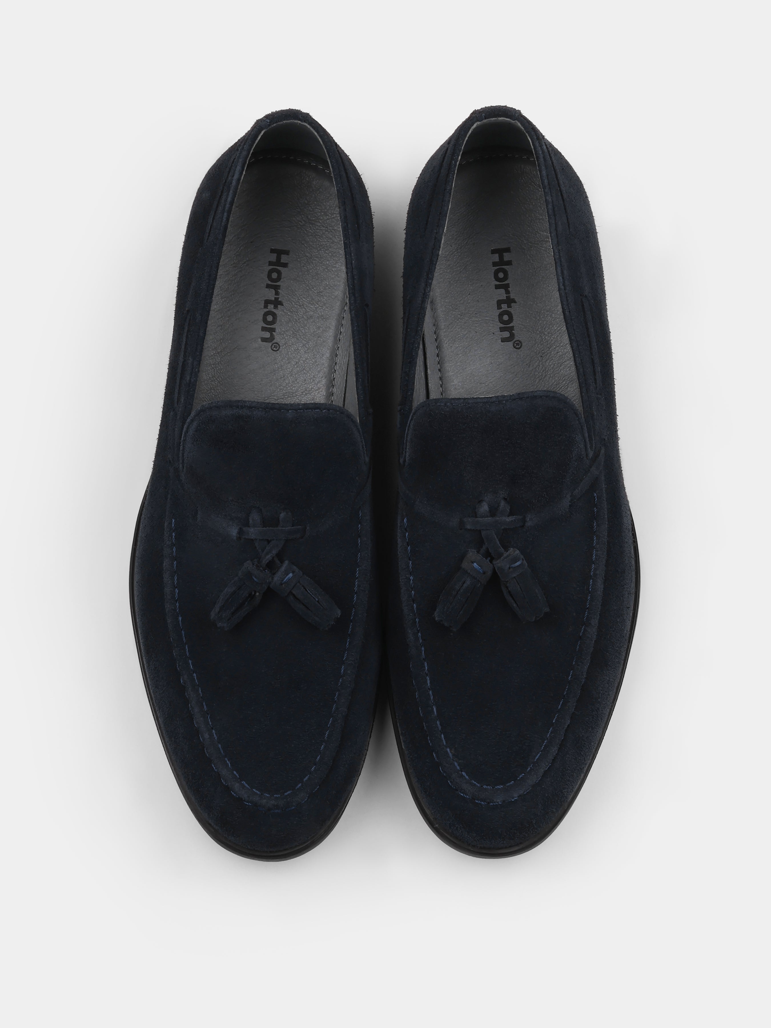 Loafers, Frandi, Navy, Men's shoes, natural leather lining and upper suede, front view
