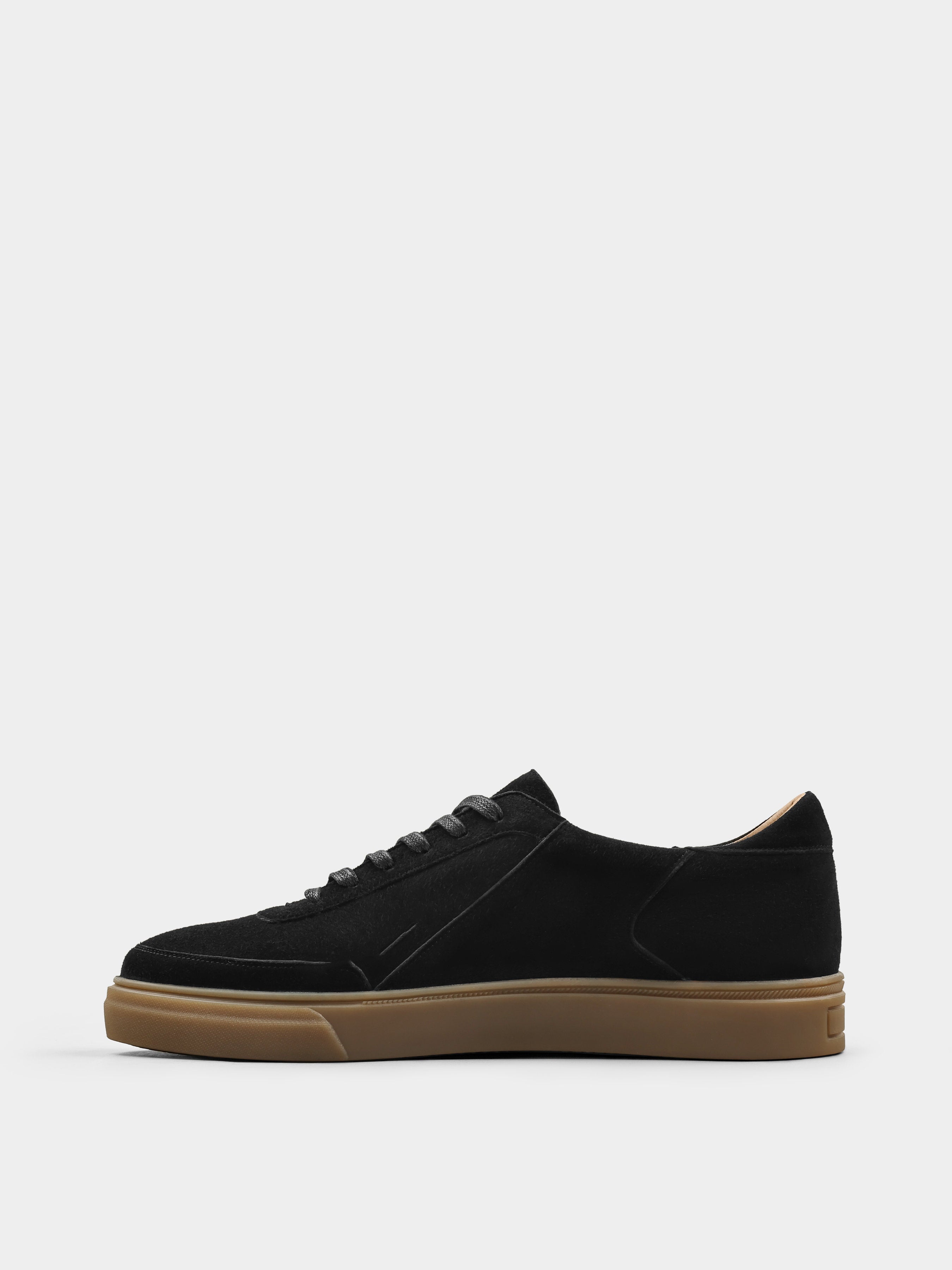 Sneakers, Apache, Black, Men's shoes, natural suede upper and leather lining, left view
