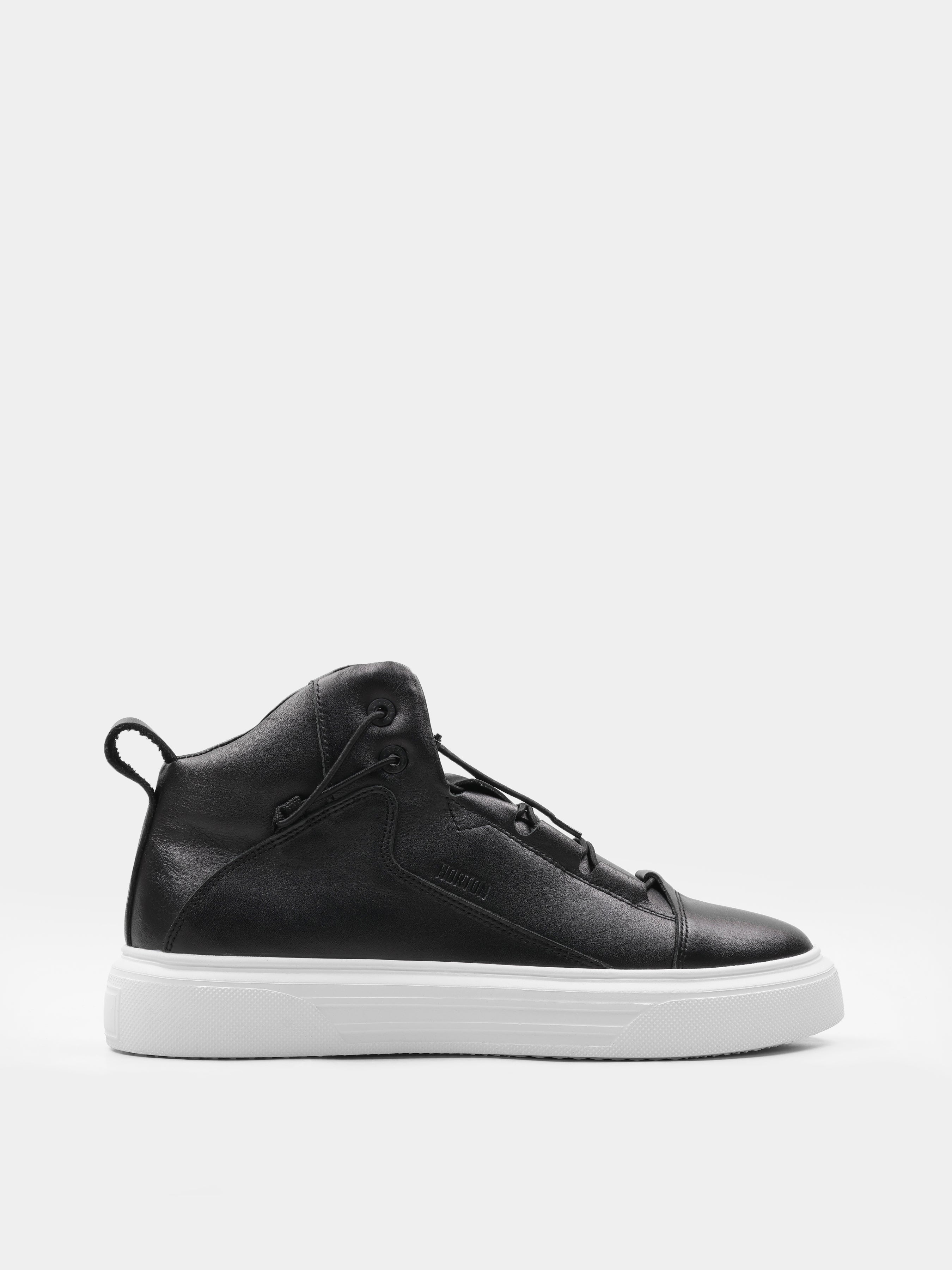 Sneakers, Insiti, Black White, Men's shoes,natural leather upper and fleece lining, right view