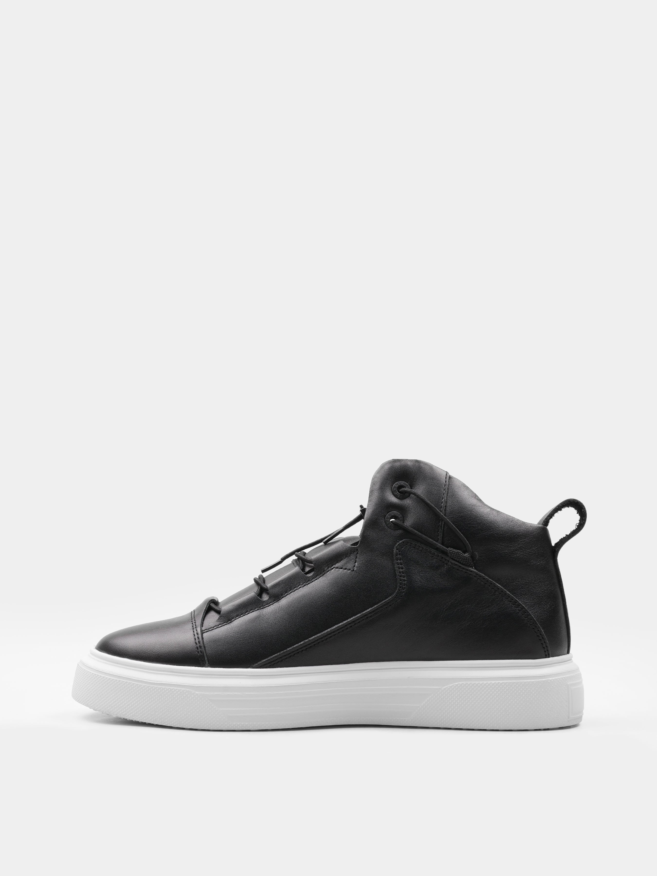 Sneakers, Insiti, Black White, Men's shoes,natural leather upper and fleece lining, left view