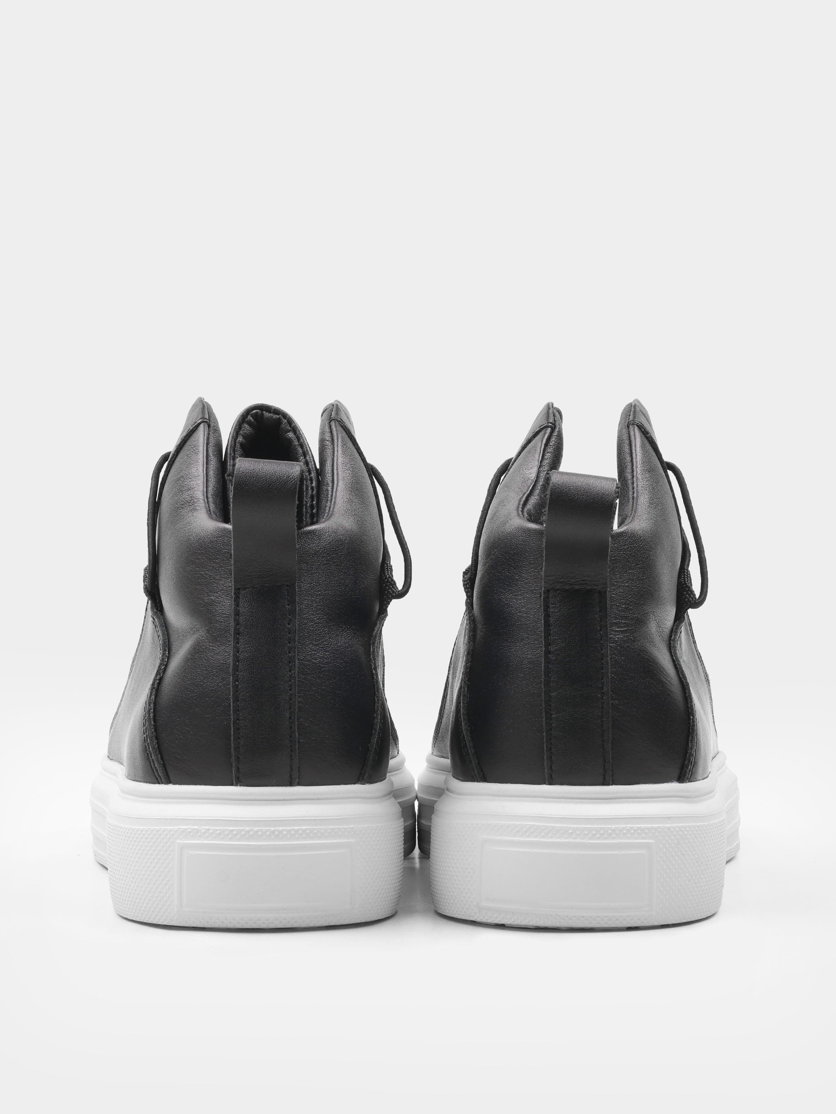 Sneakers, Insiti, Black White, Men's shoes,natural leather upper and fleece lining, heel view