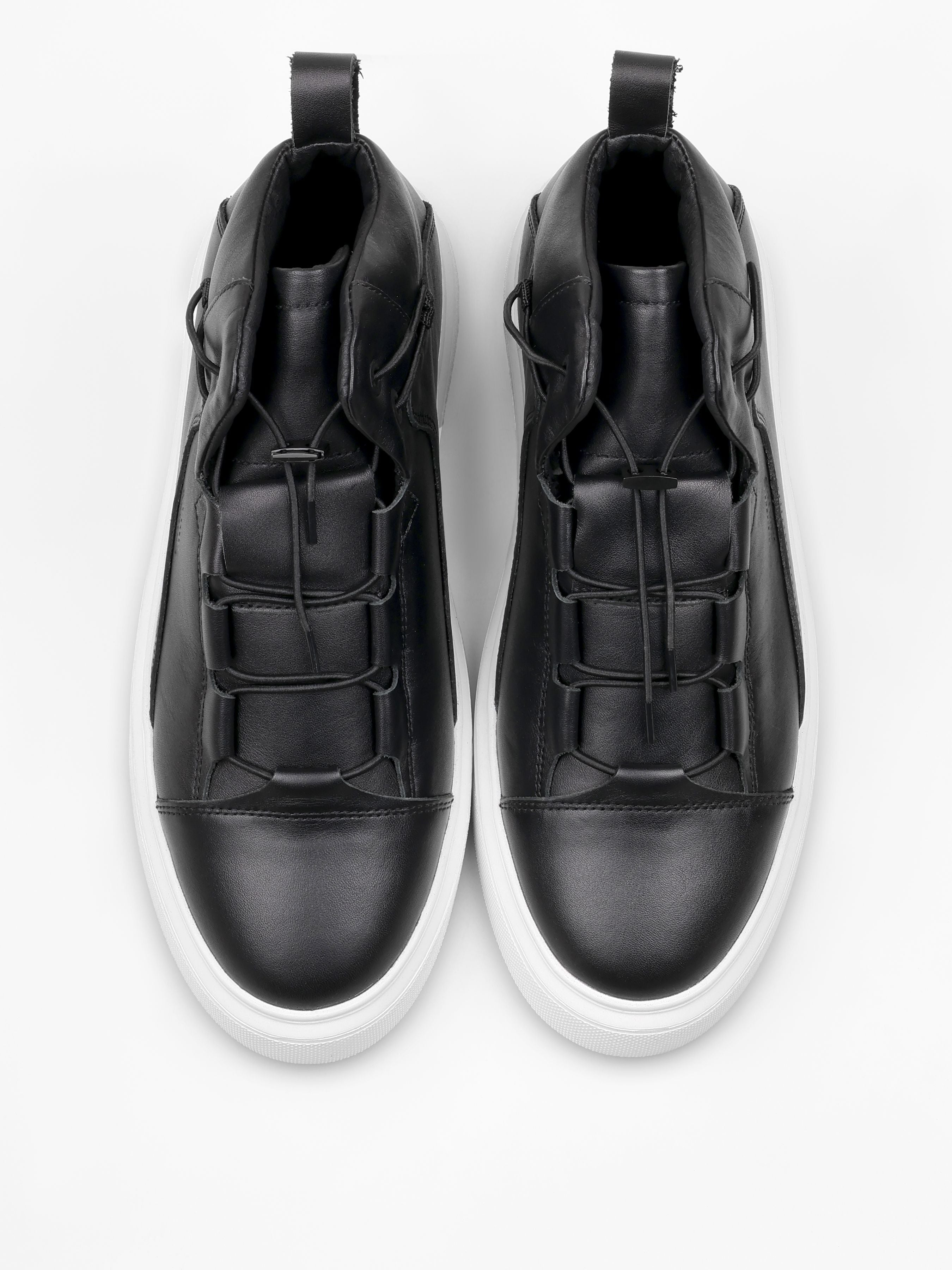 Sneakers, Insiti, Black White, Men's shoes,natural leather upper and fleece lining, front view
