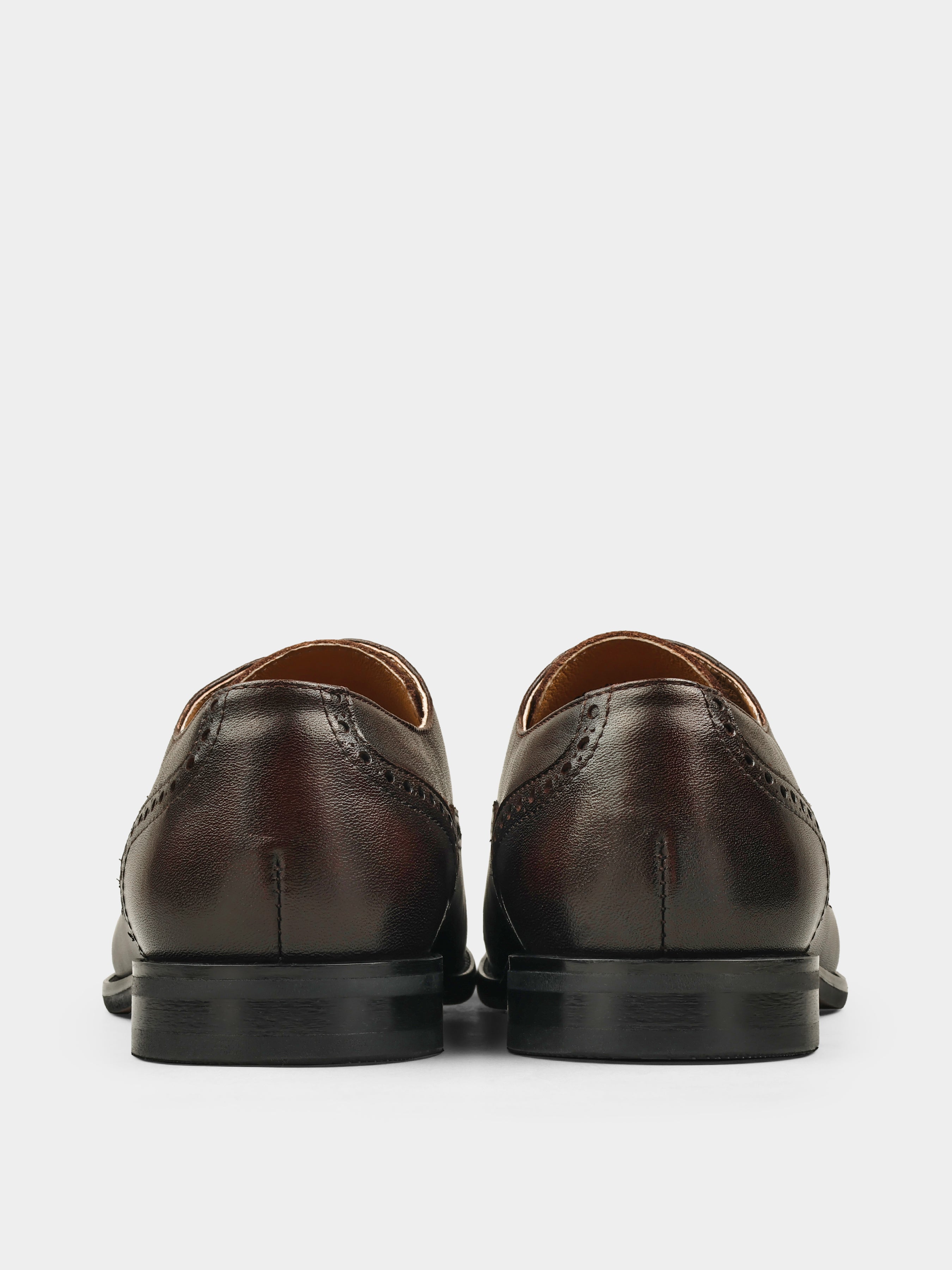 Oxfords, Fabela, Dark Brown, Men's shoes, natural leather upper and  lining, heel view