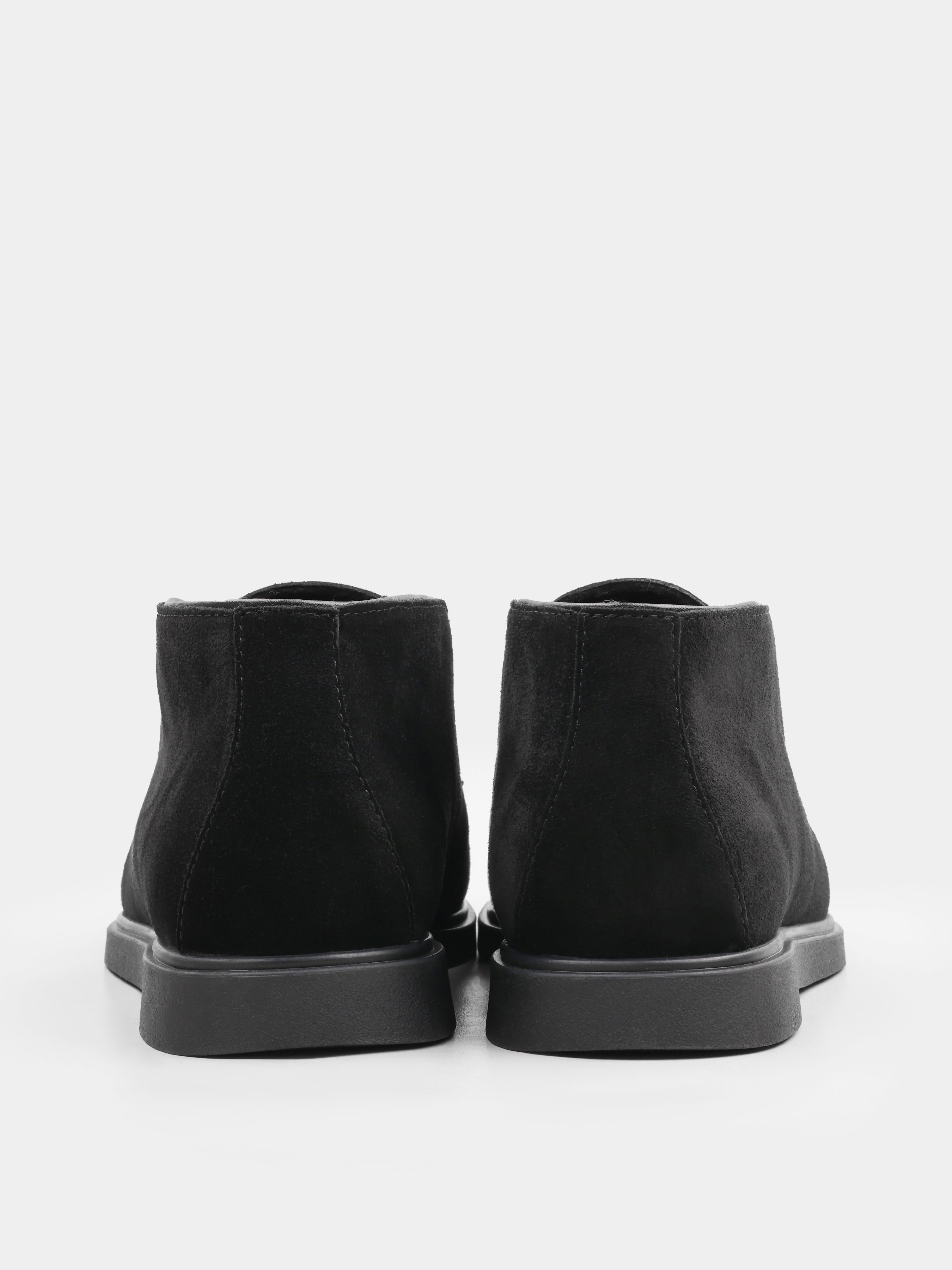 Boots, Ottaviano, Black Suede, Men's shoes, natural suede upper and fleece lining, heel view