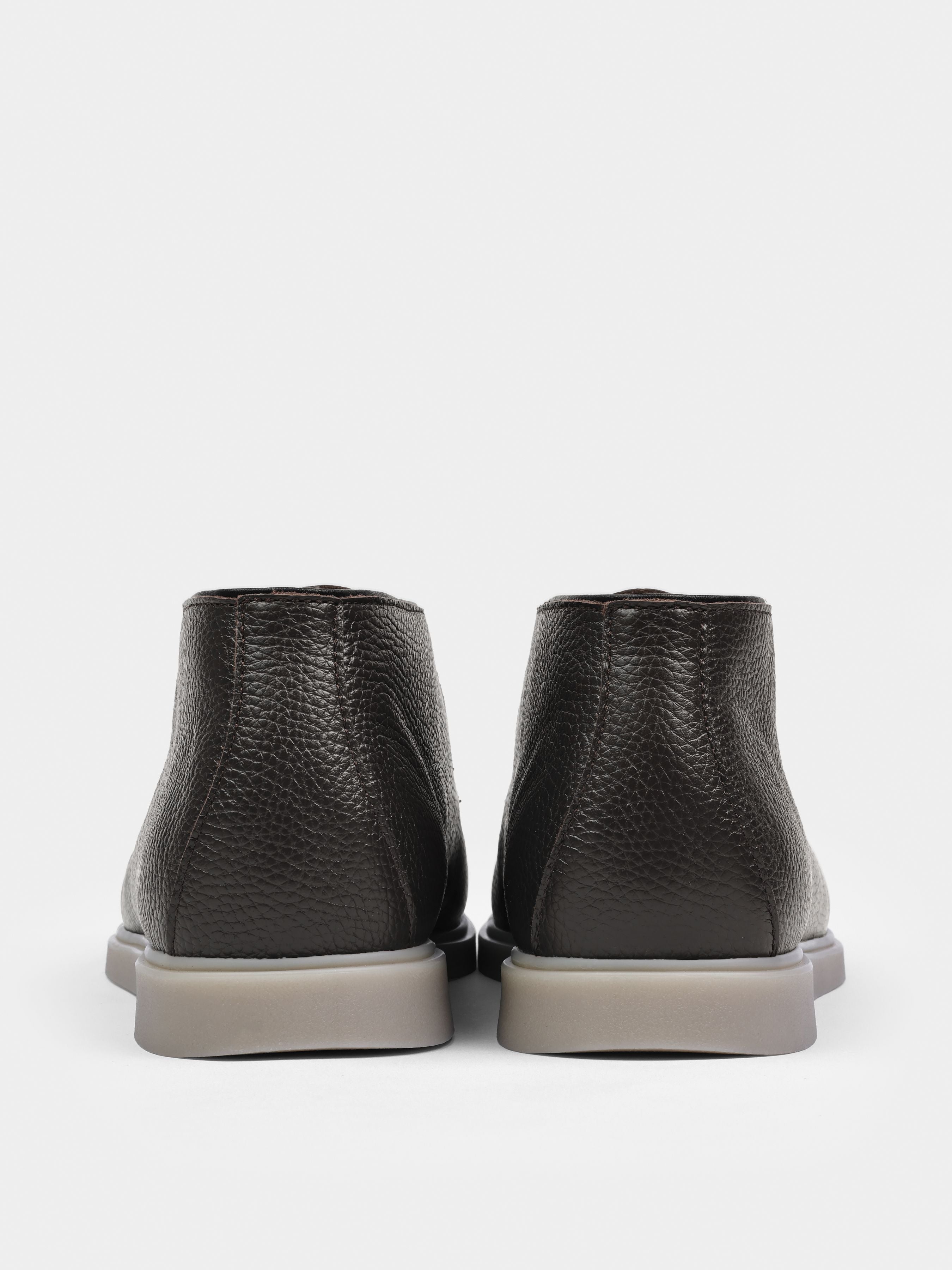 Boots, Ottaviano, Dark Brown Beige, Men's shoes, natural leather upper and fleece lining, heel view