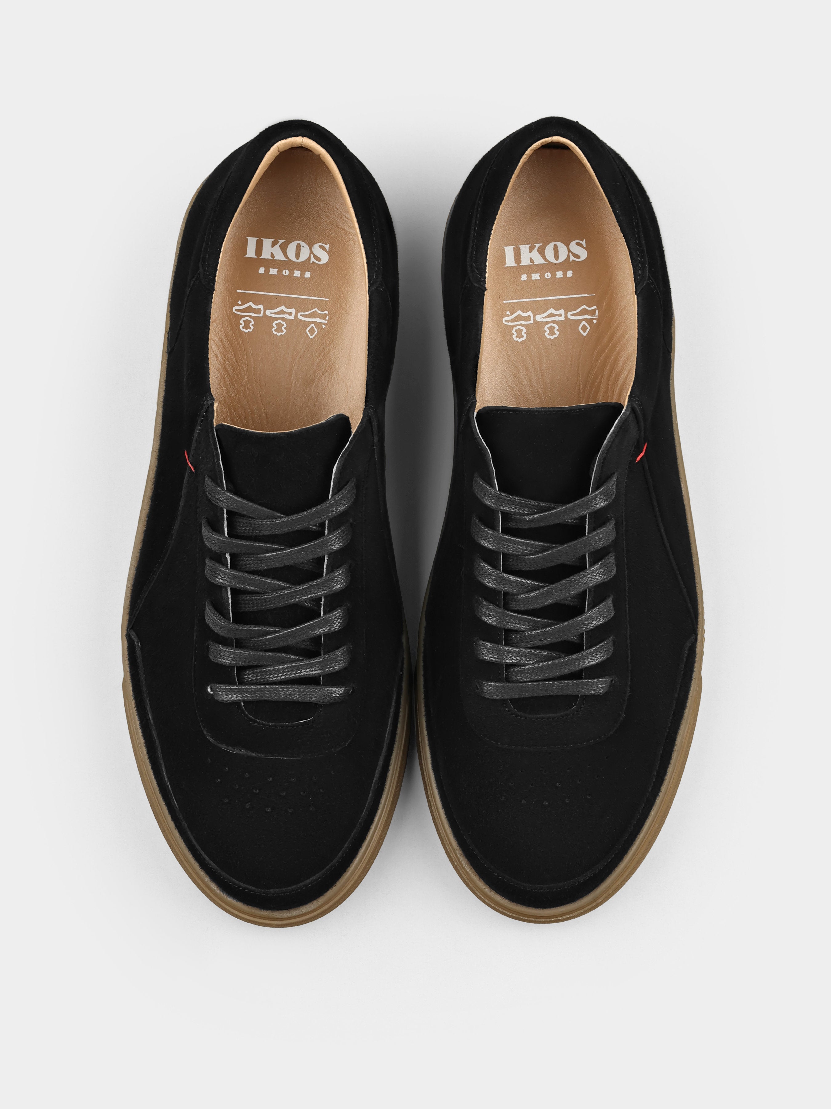 Sneakers, Apache, Black, Men's shoes, natural suede upper and leather lining, front view