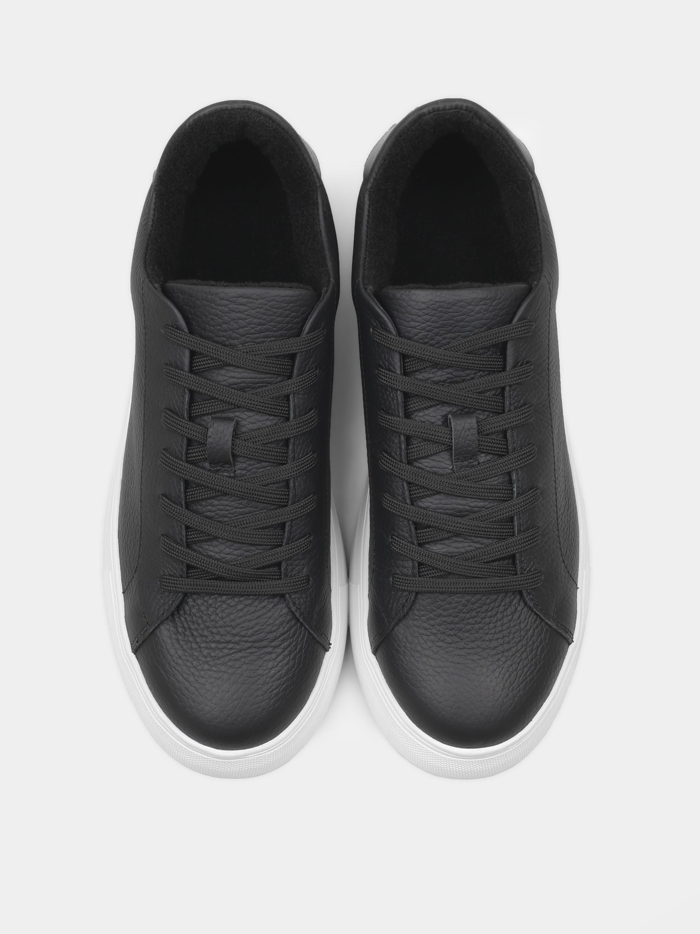 Sneakers,Cento, Black White, Men's shoes,natural leather upper and fleece lining, front view