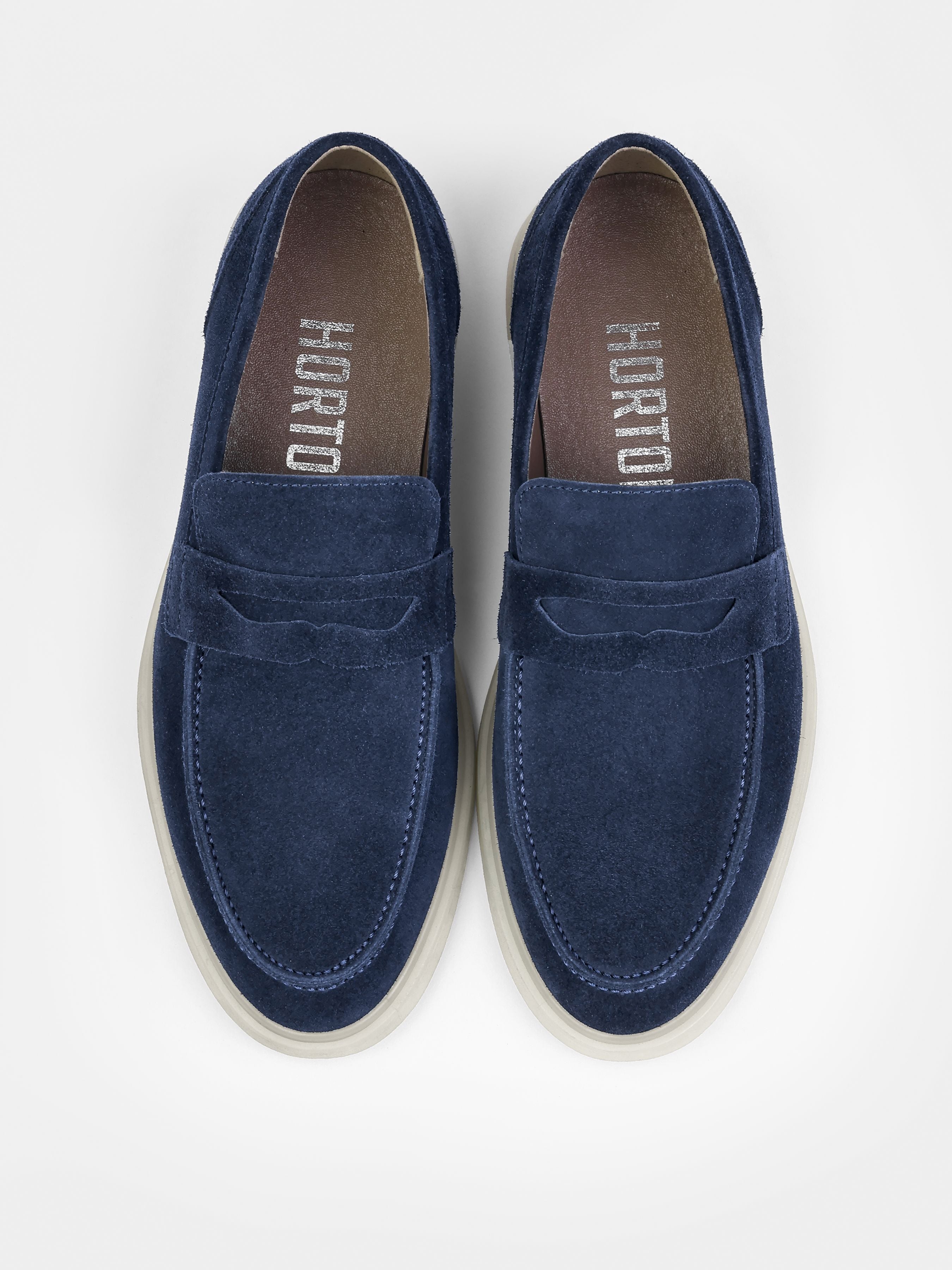 Loafers,Prospero, Navy, Men's shoes, natural leather lining and upper suede, front view