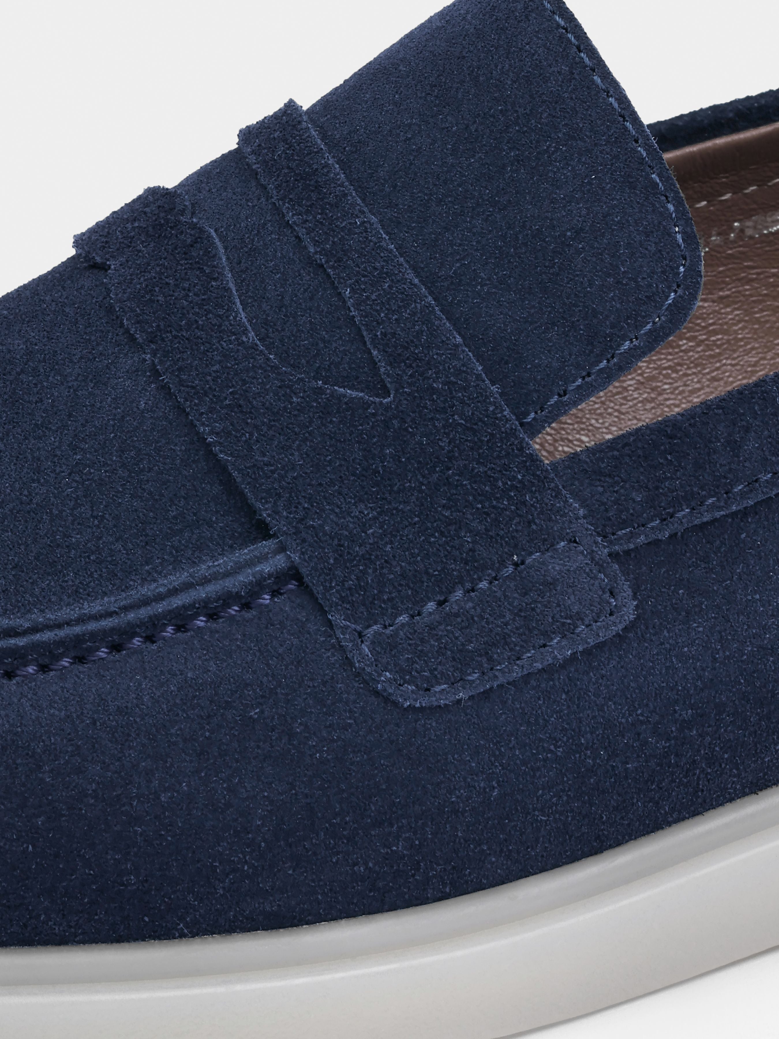 Loafers,Prospero, Navy, Men's shoes, natural leather lining and upper suede, belt view