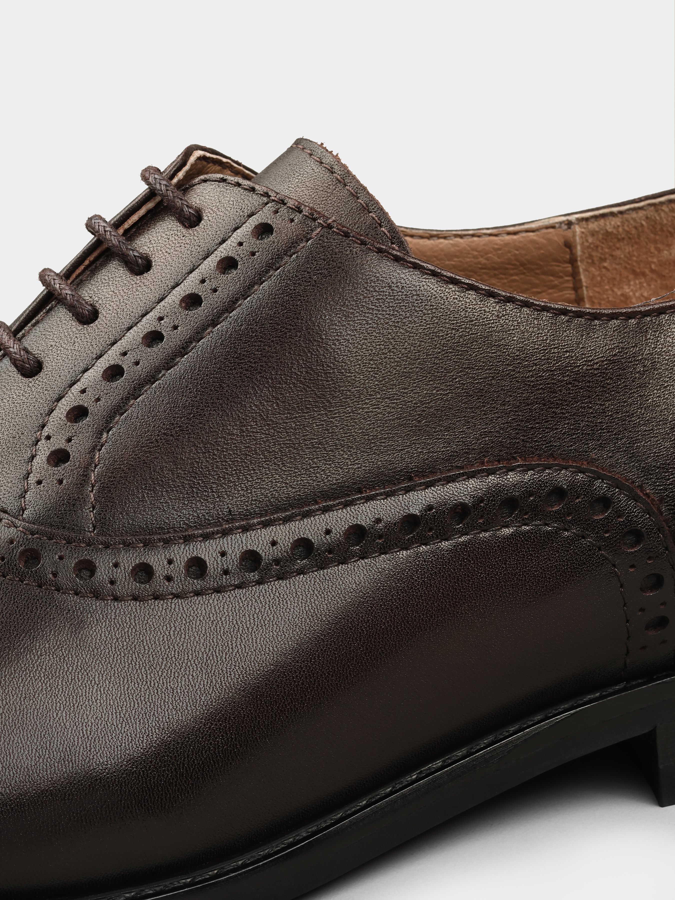 Oxfords, Fabela, Dark Brown, Men's shoes, natural leather upper and  lining, laces view