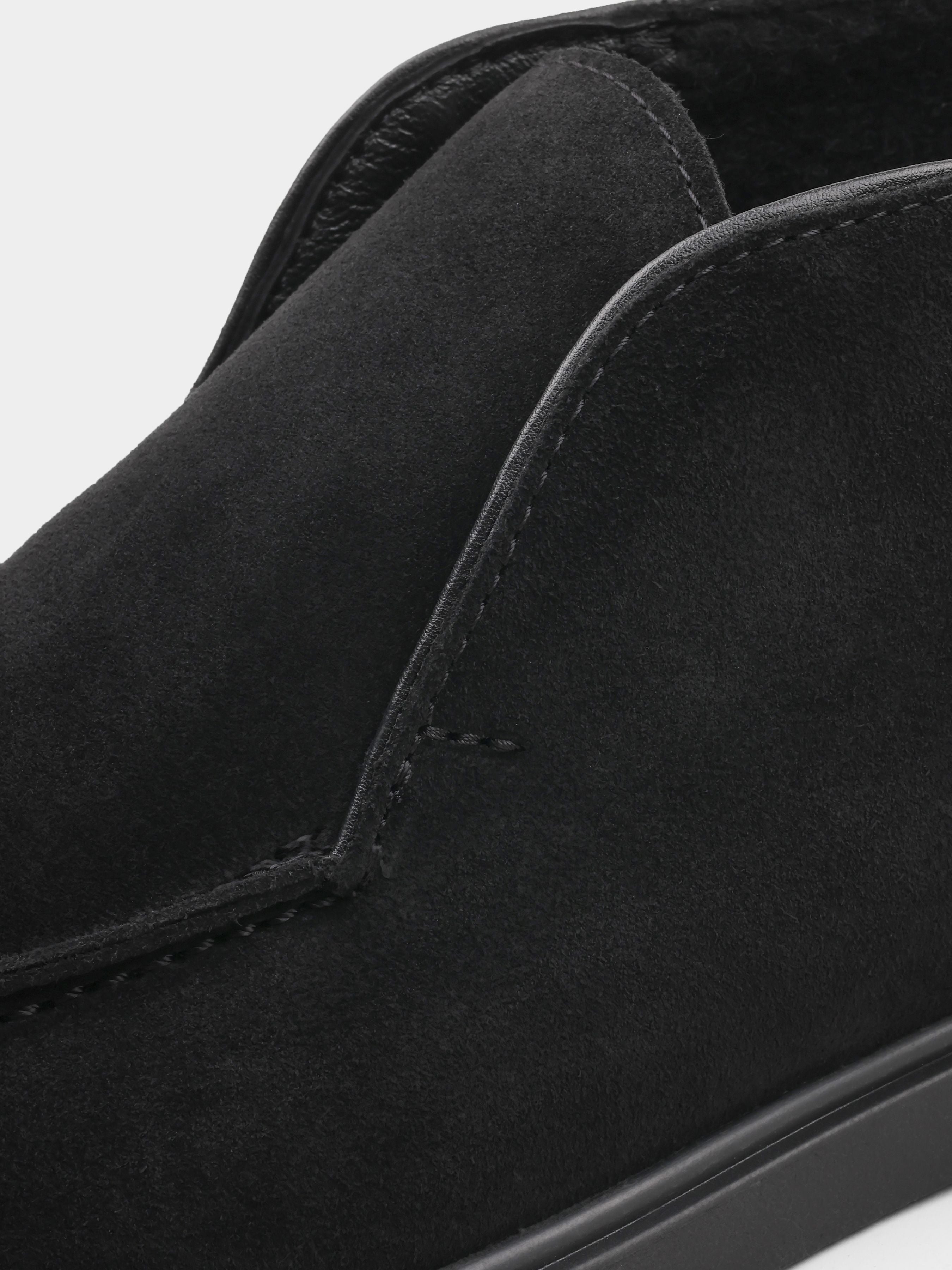 Boots, Ottaviano, Black Suede, Men's shoes, natural suede upper and fleece lining, detailed view