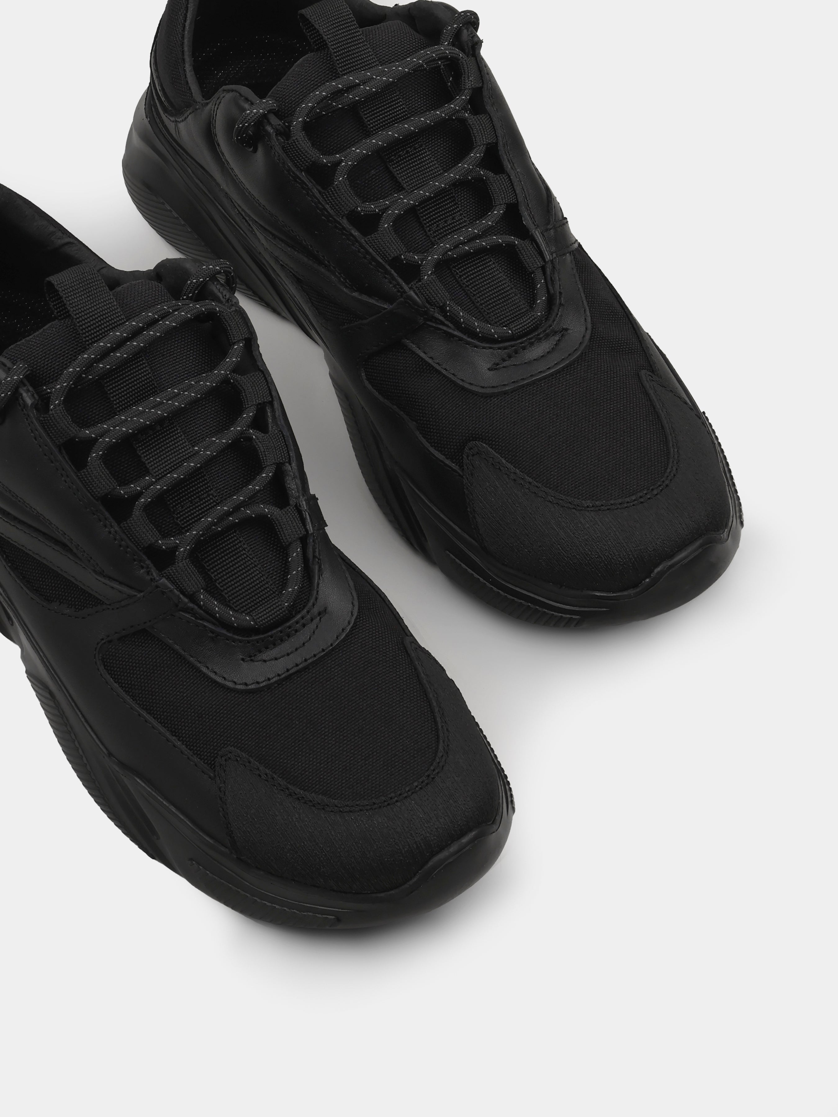 Sneakers, Speeding, Black, Men's shoes, natural leather/Cordura 1000D upper and textile lining, diagonally view