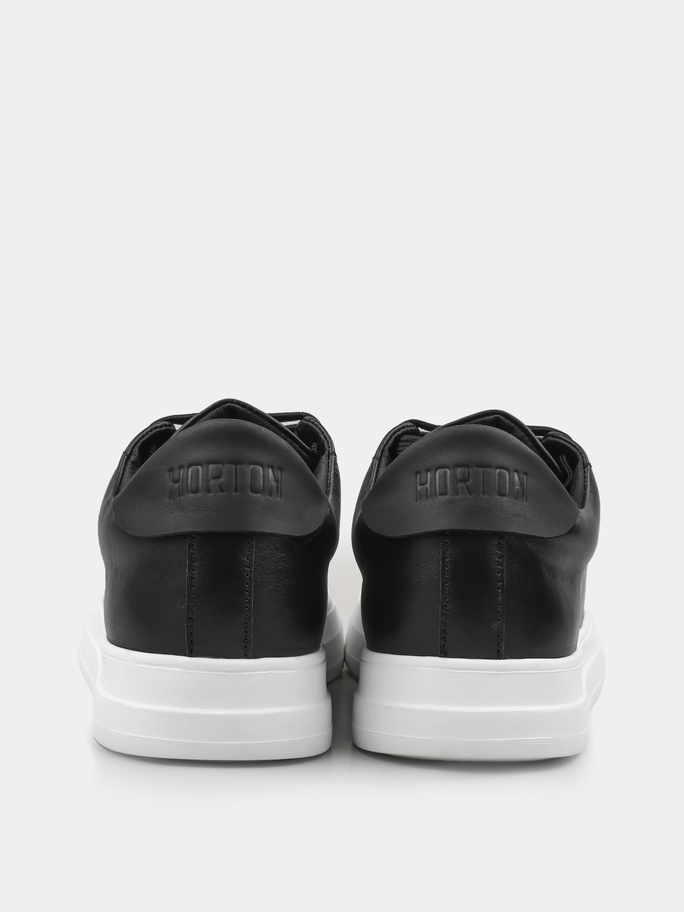 Sneakers, Cento, Black White, Men's shoes, natural leather upper and lining, heel view