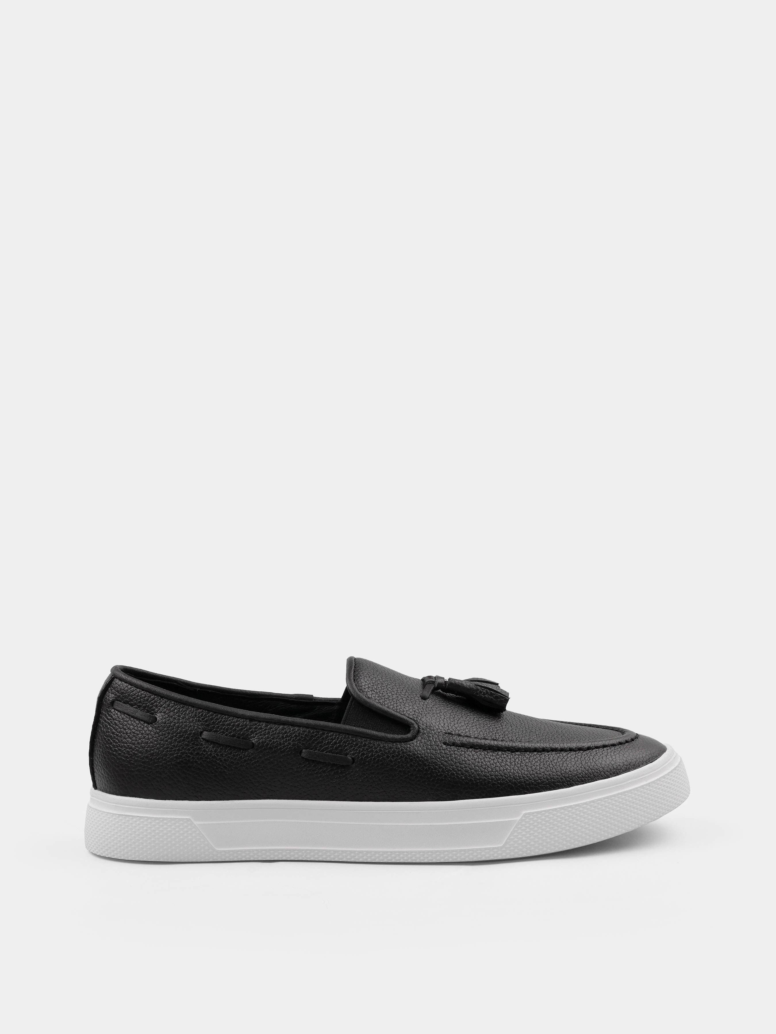 Loafers, Spectr, Black White, Men's shoes, natural leather upper and lining, right view