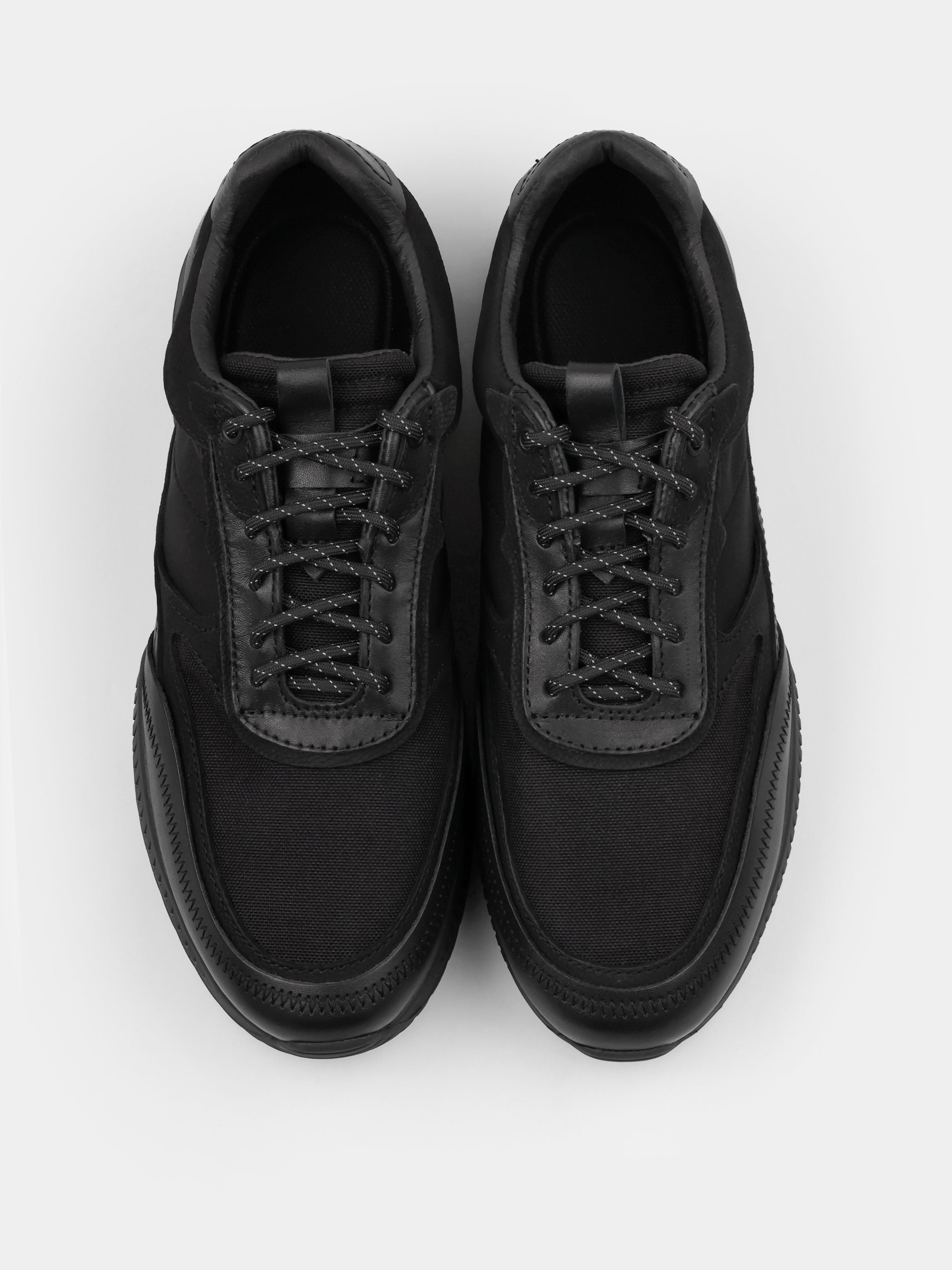 Sneakers, Plancha, Black, Men's shoes, natural leather/Cordura 1000D upper and textile lining, front view