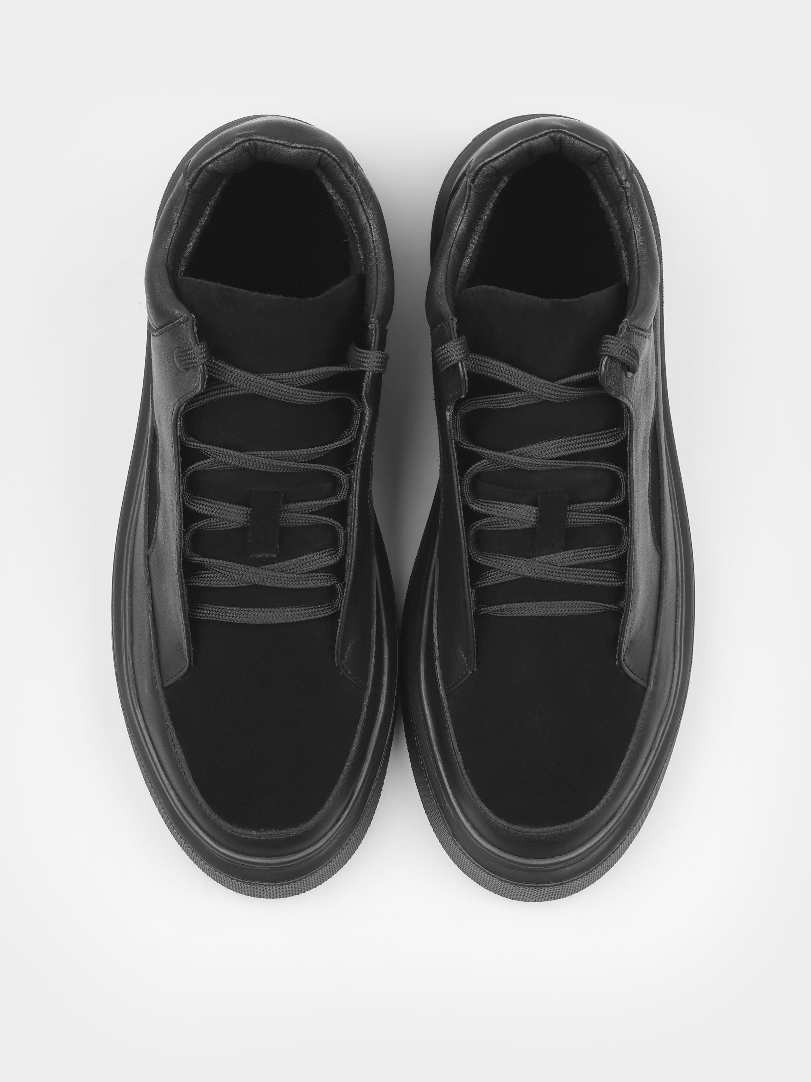 Sneakers, Roma, Black Suede, Men's shoes,natural leather/suede upper and bike lining, front view