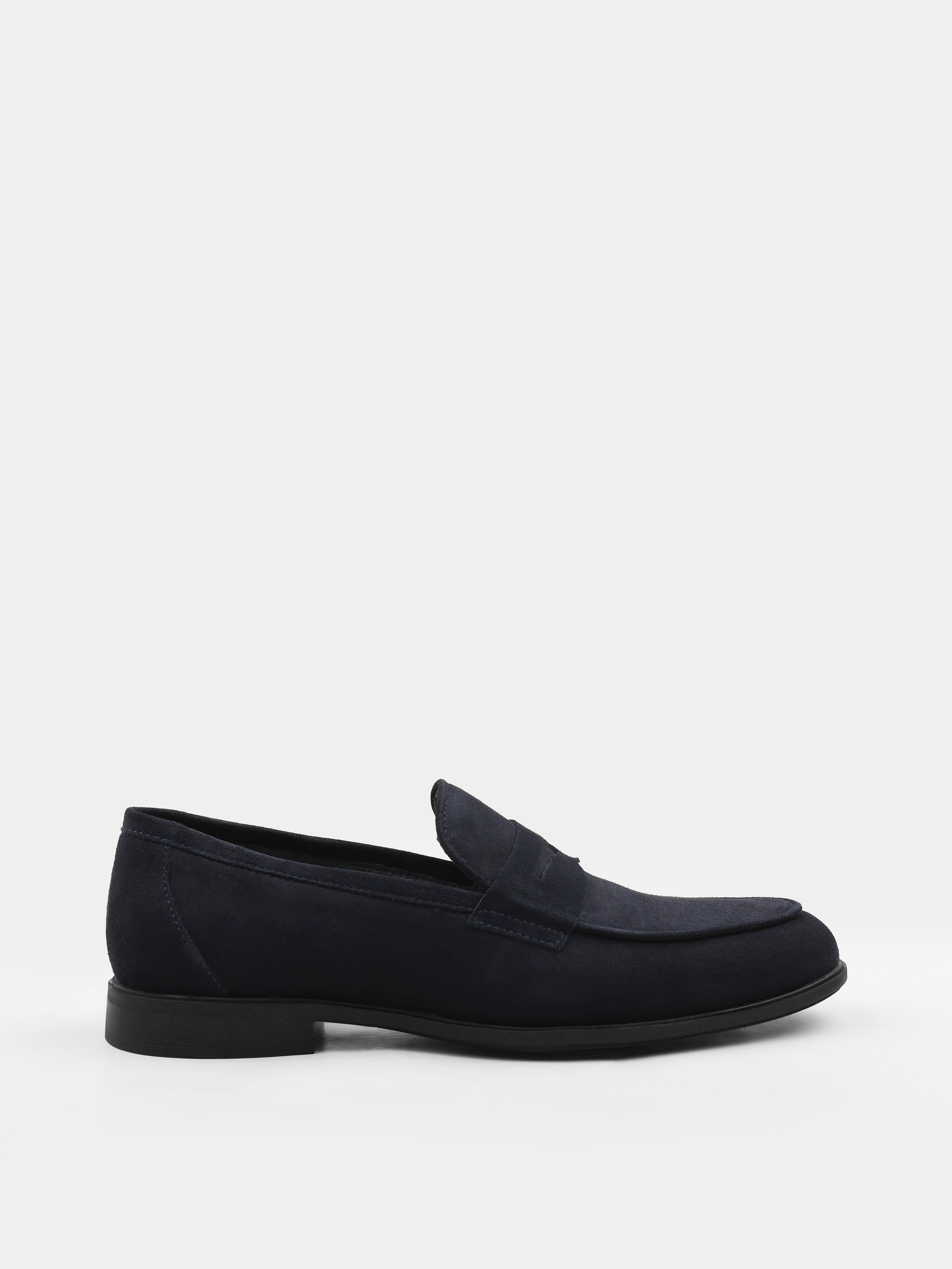 Loafers, Demini, Navy, Men's shoes, natural leather lining and upper suede, right view
