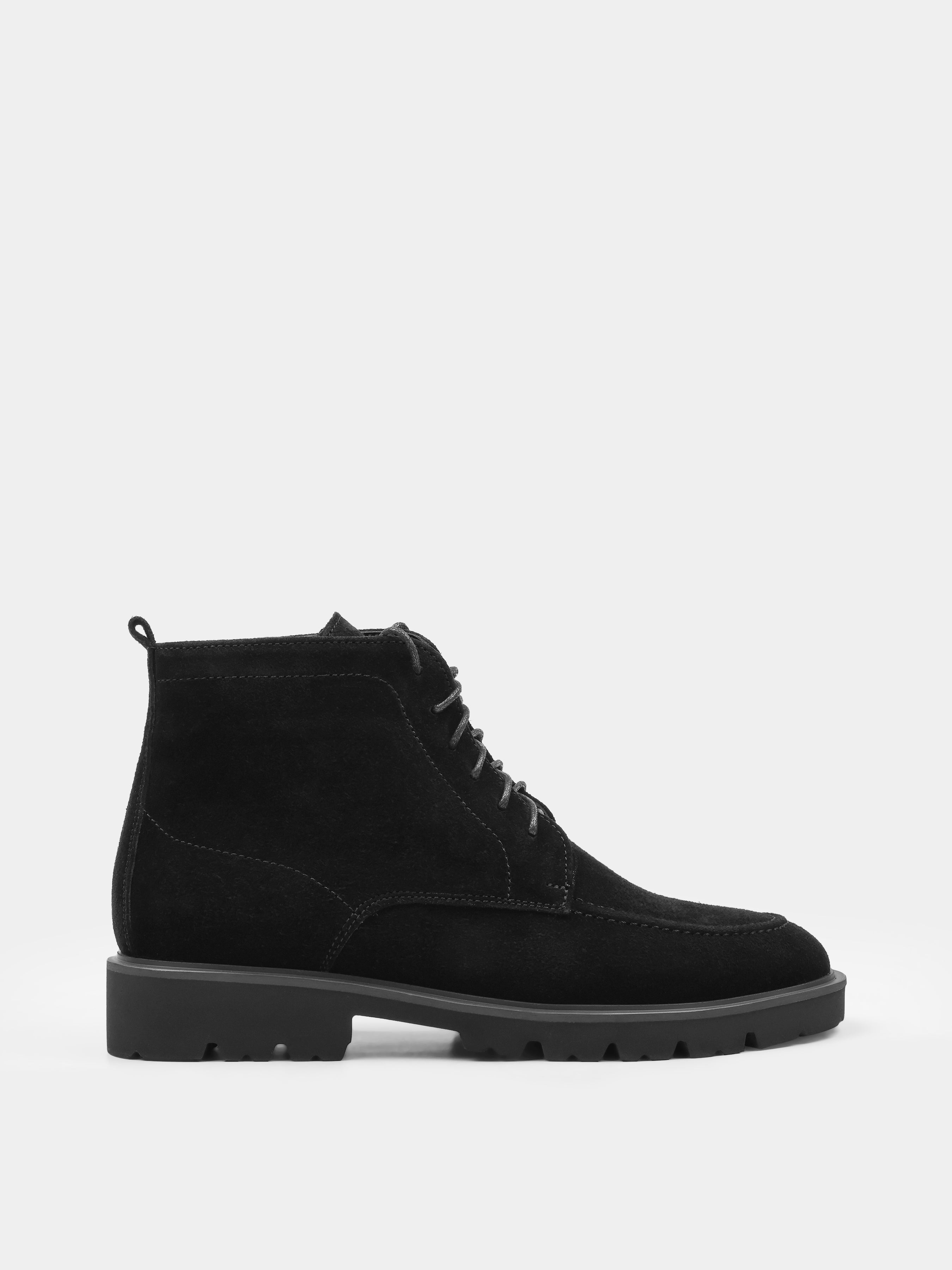 Boots, Modesto, Black Suede, Men's shoes, natural suede upper and fleece lining, right view