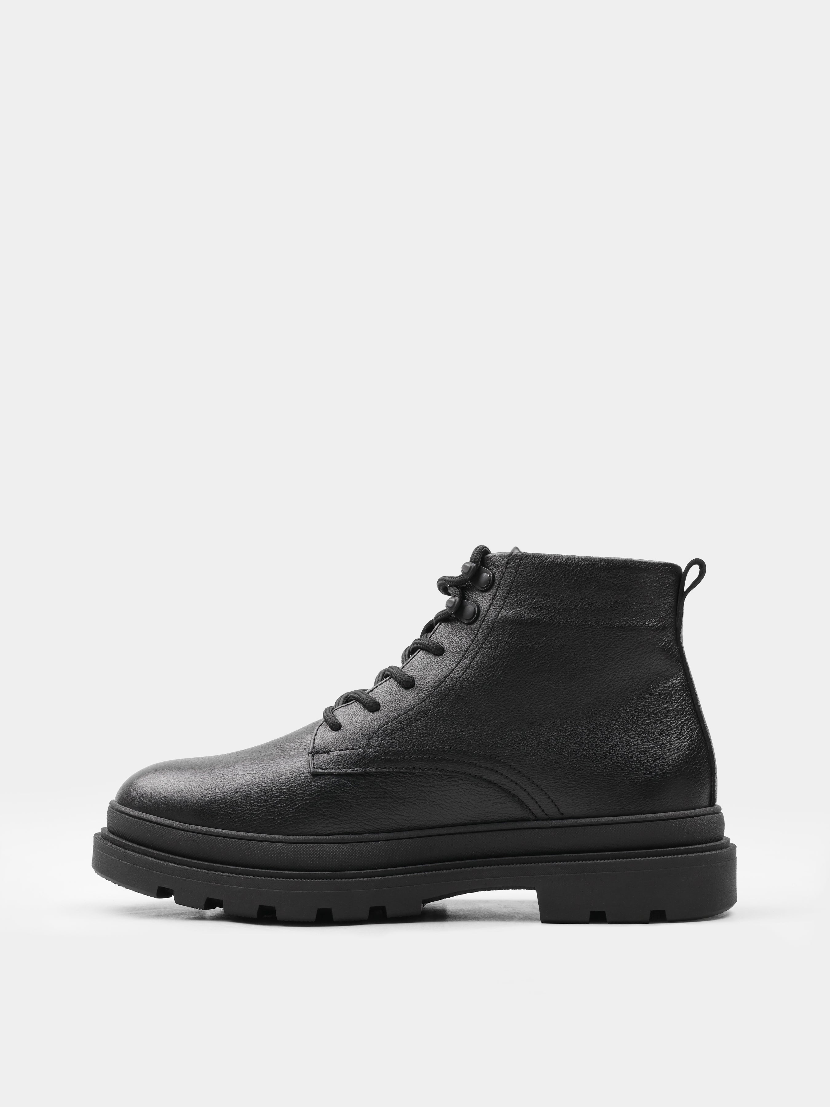 Boots, Sperone, Black, Men's shoes, natural leather upper and fleece lining, left view