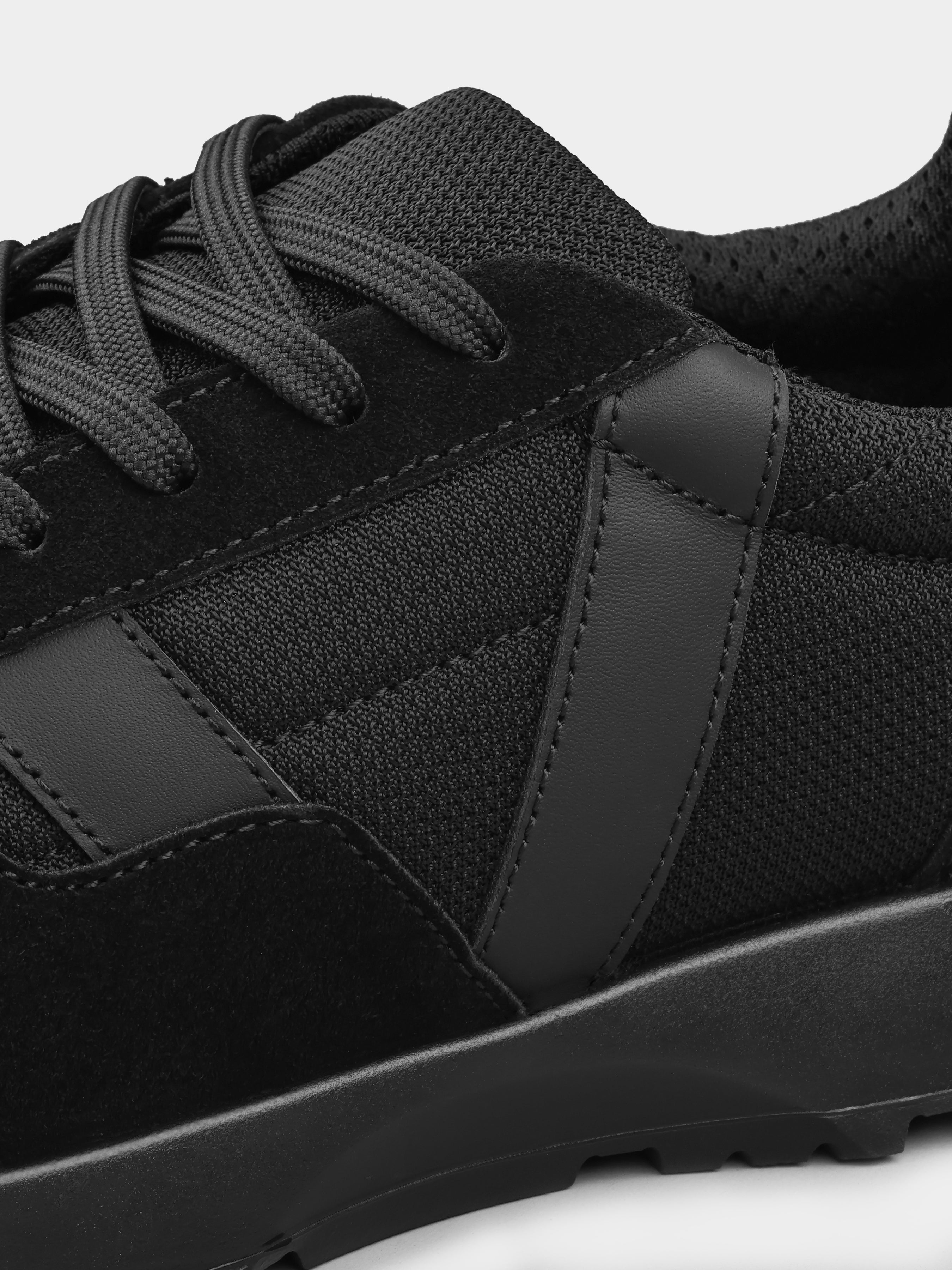 Sneakers, Agordo, black, Men's shoes, natural genuine suede/Cordura 1000D upper and textile lining, detailed view