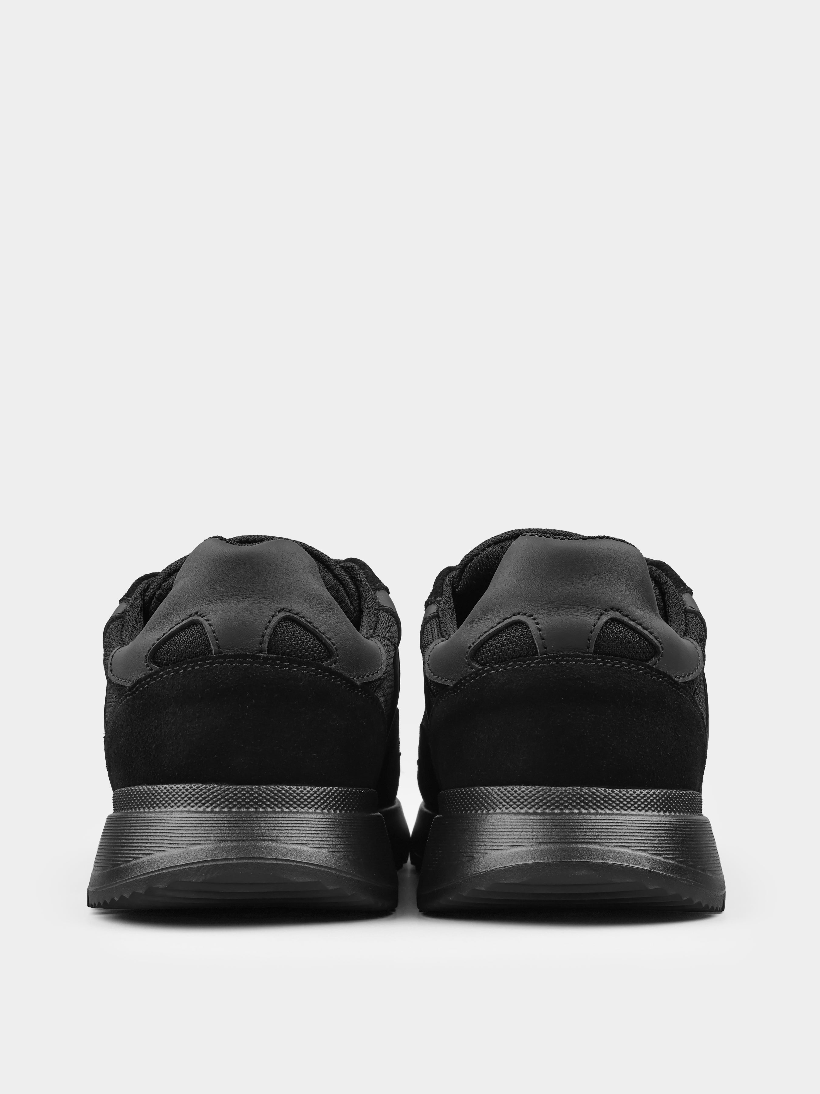 Sneakers, Agordo, black, Men's shoes, natural genuine suede/Cordura 1000D upper and textile lining, heel view