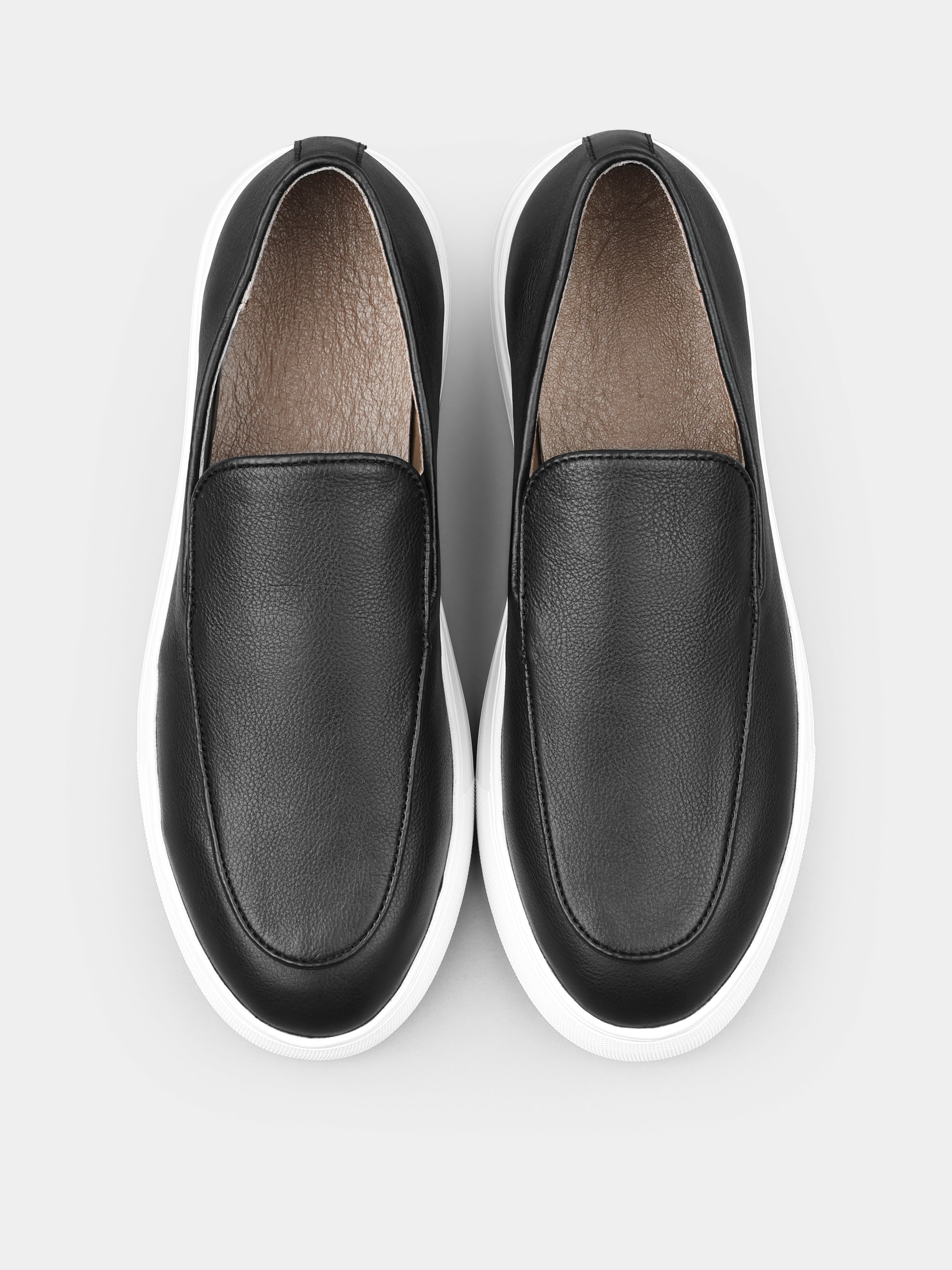 Loafers, Oscuro, Black White, Men's shoes, natural leather upper and  lining, front view