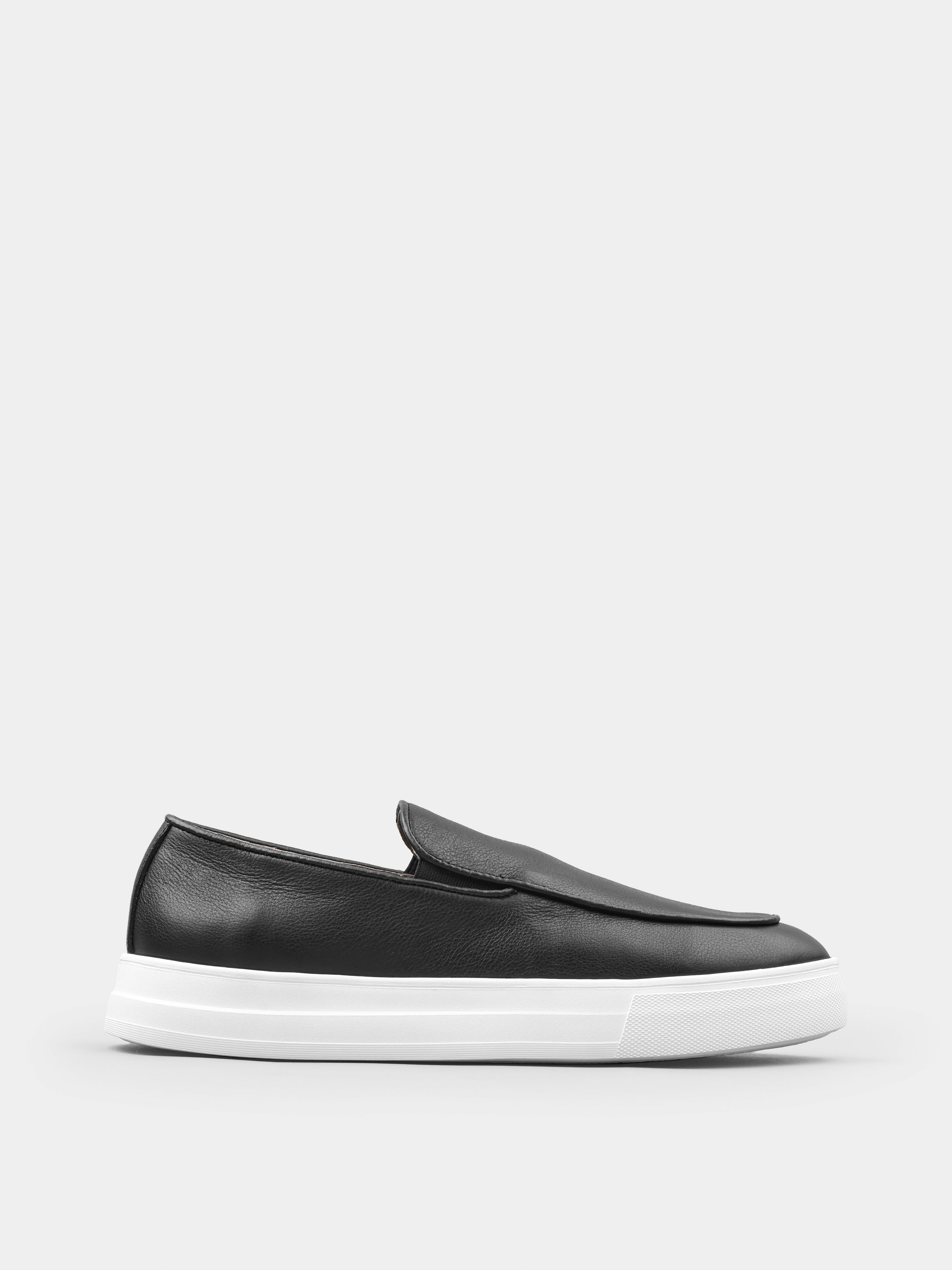 Loafers, Oscuro, Black White, Men's shoes, natural leather upper and  lining, right view