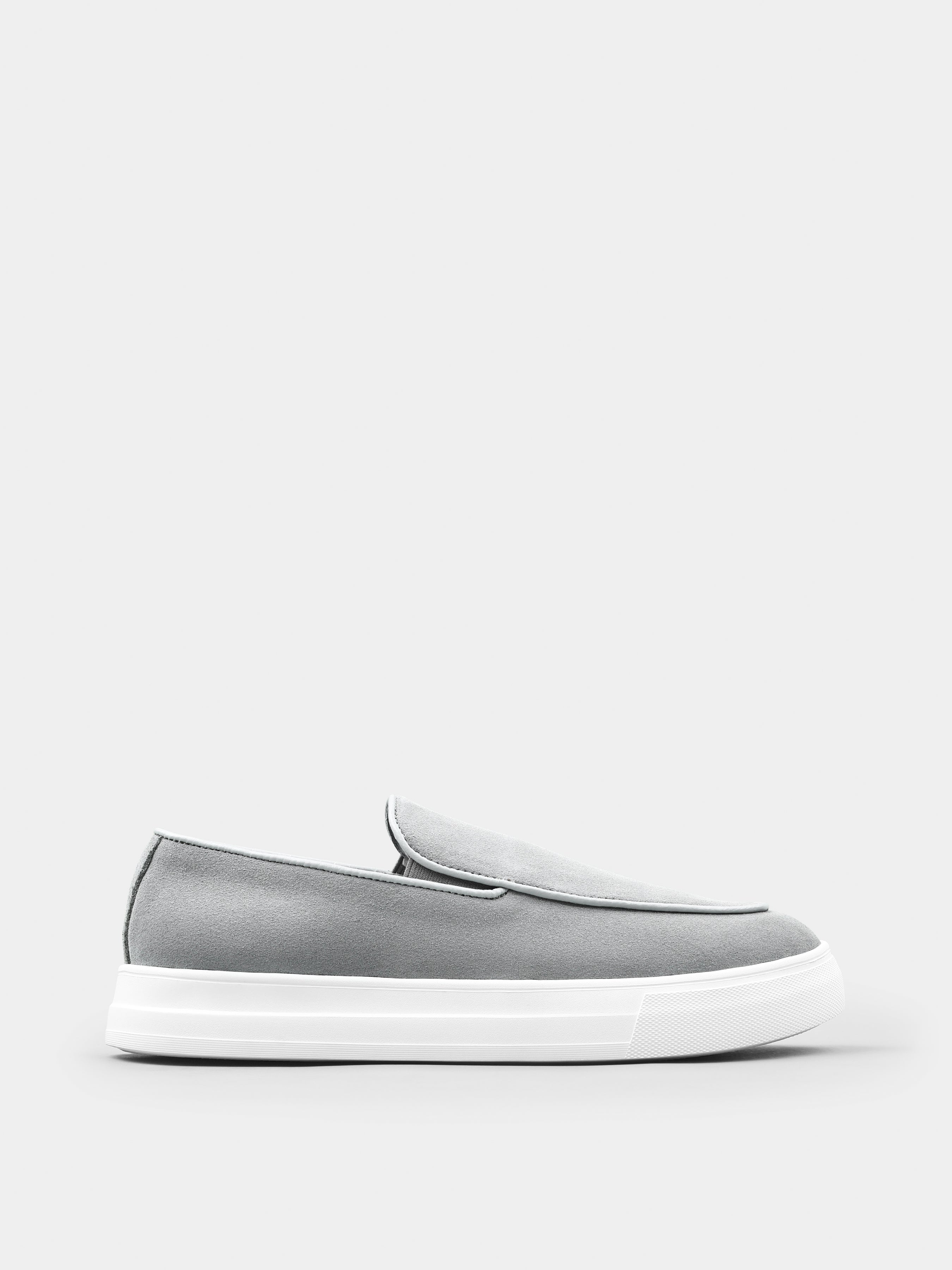 Loafers, Oscuro, Gray, Men's shoes, natural suede upper and  leather lining, left view