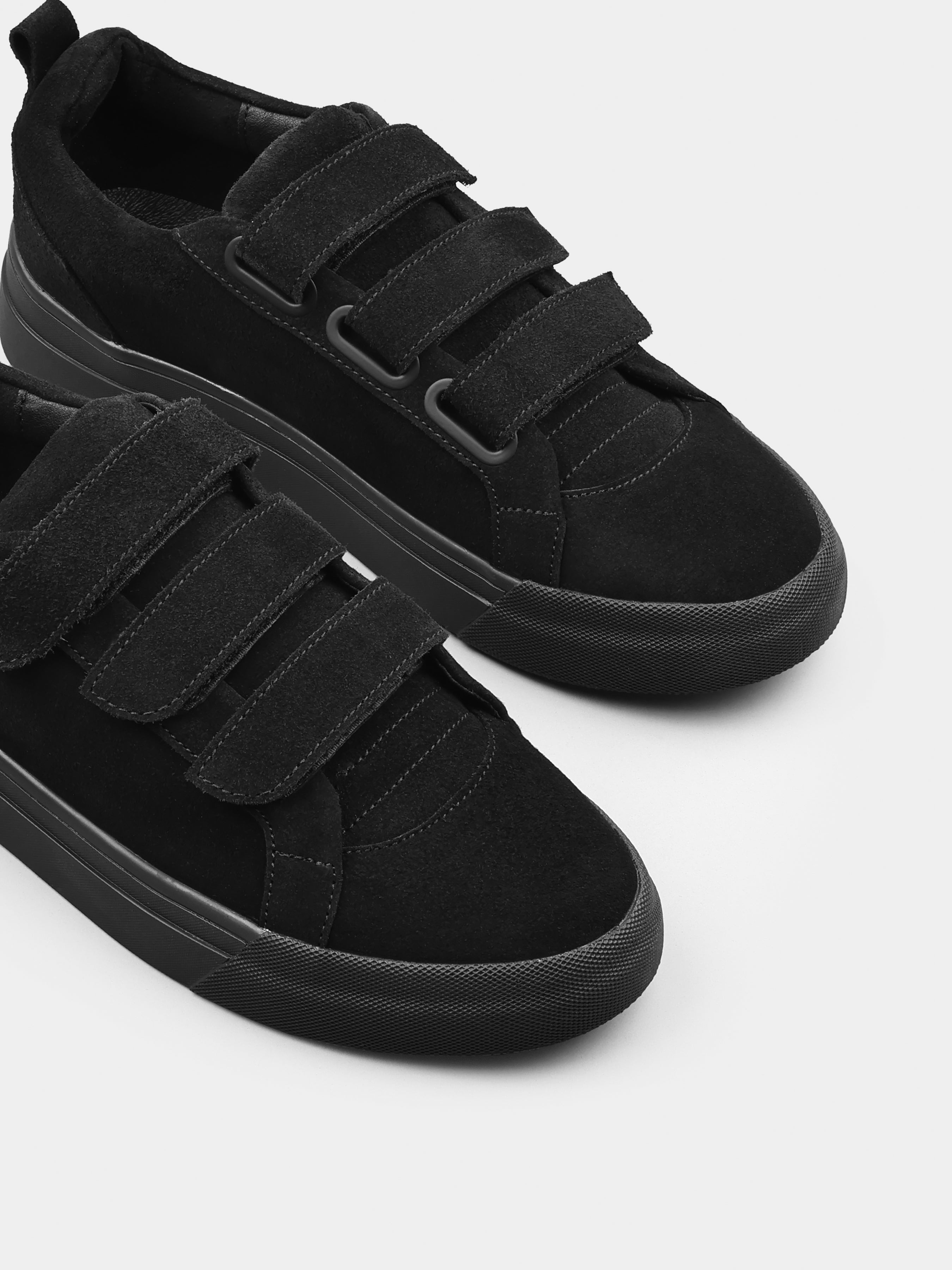 Sneakers, Settanta, Black, Men's shoes, natural suede upper and  leather lining, diagonally view