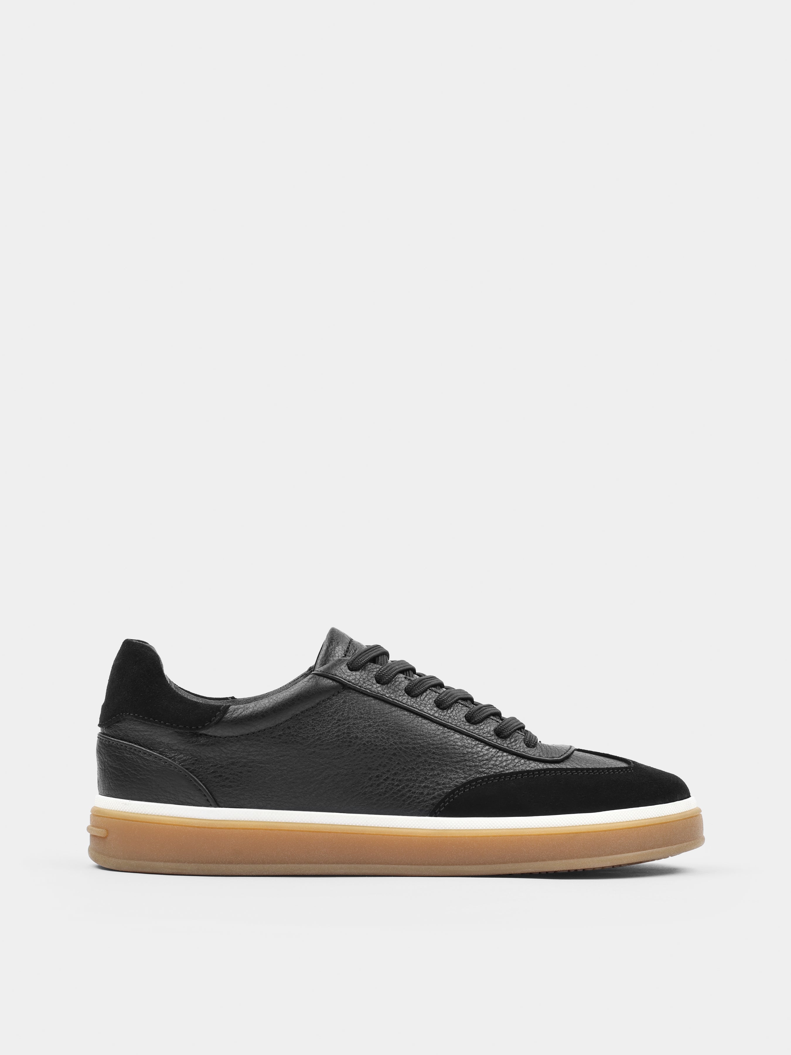 Sneakers, Volere, Black, Men's shoes, natural suede upper and leather lining, right view
