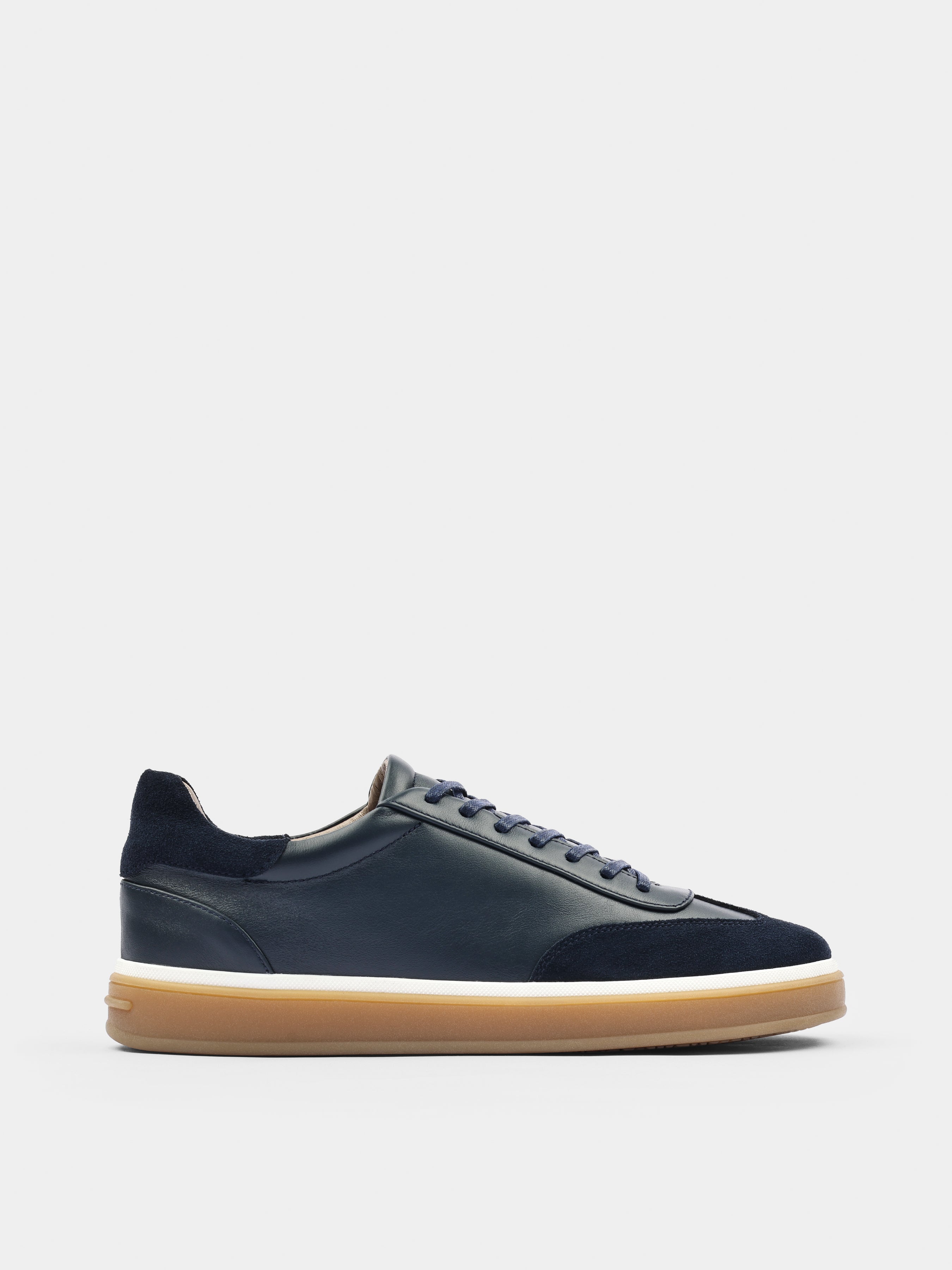 Sneakers, Volere, Navy, Men's shoes, natural suede upper and leather lining, right view