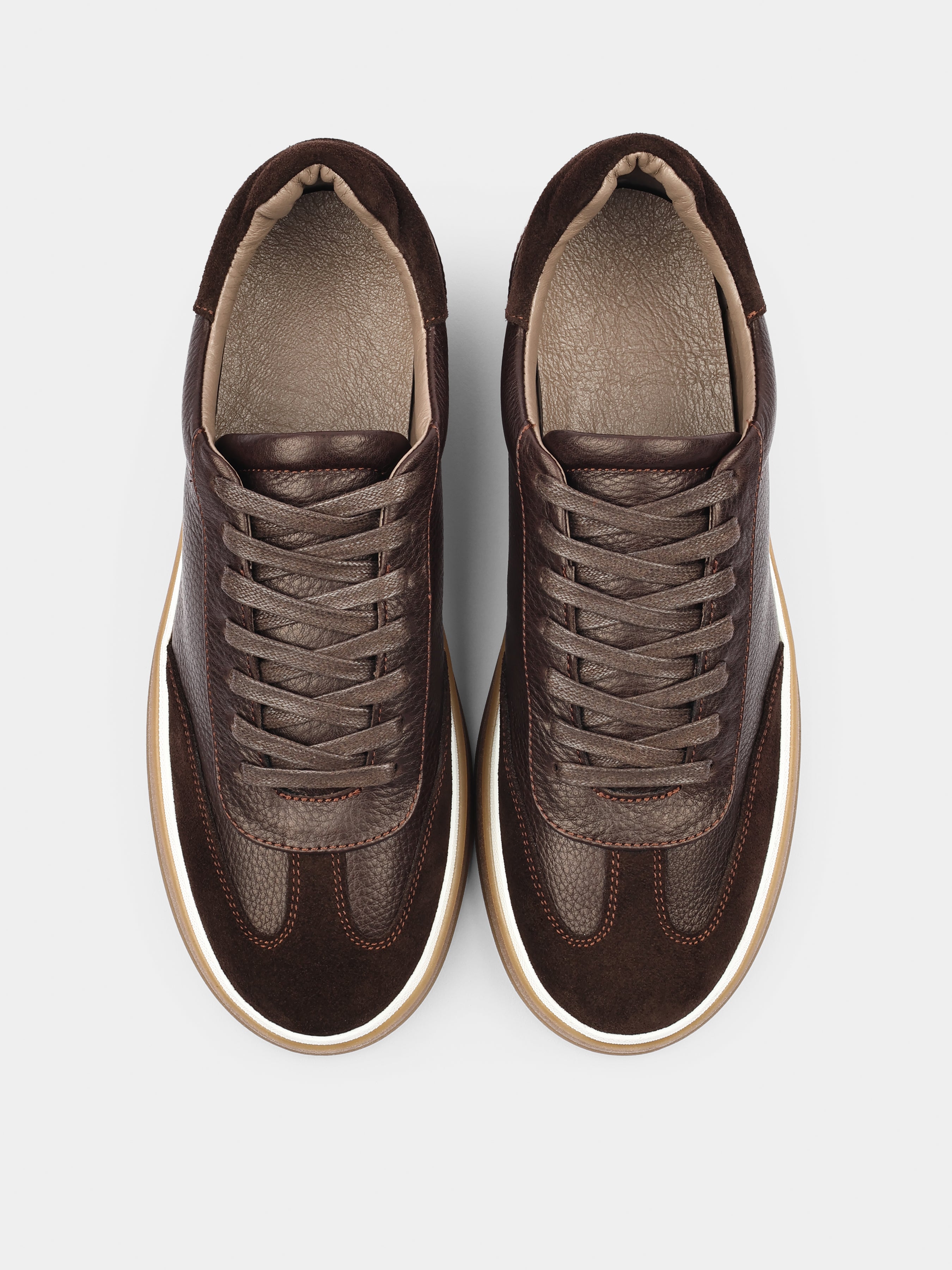 Sneakers, Volere, Dark-Brown, Men's shoes, natural suede upper and leather lining, front view