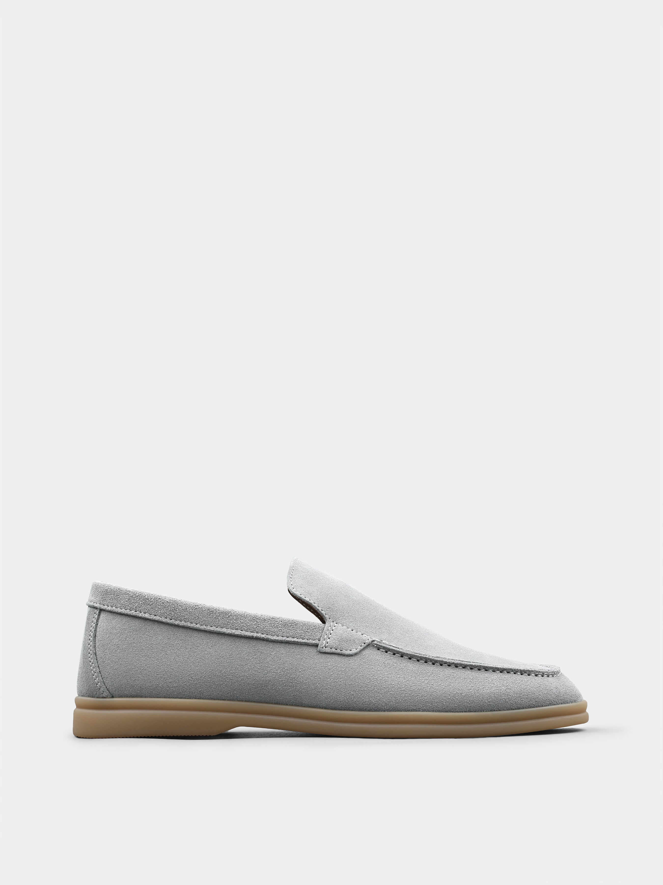 Loafers, Fenda, Grey, Men's shoes, natural suede upper and  leather lining, right view