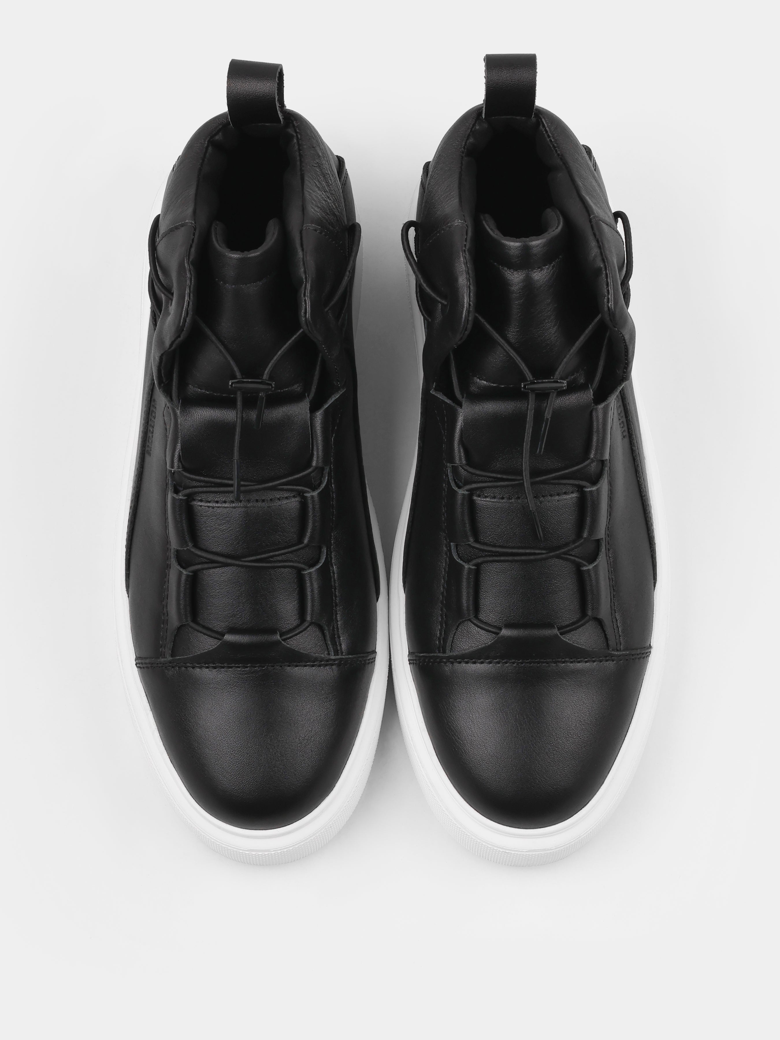 Sneakers, Winter Insiti,  Black White, Men's shoes,
natural leather upper and  lining wool,
front view