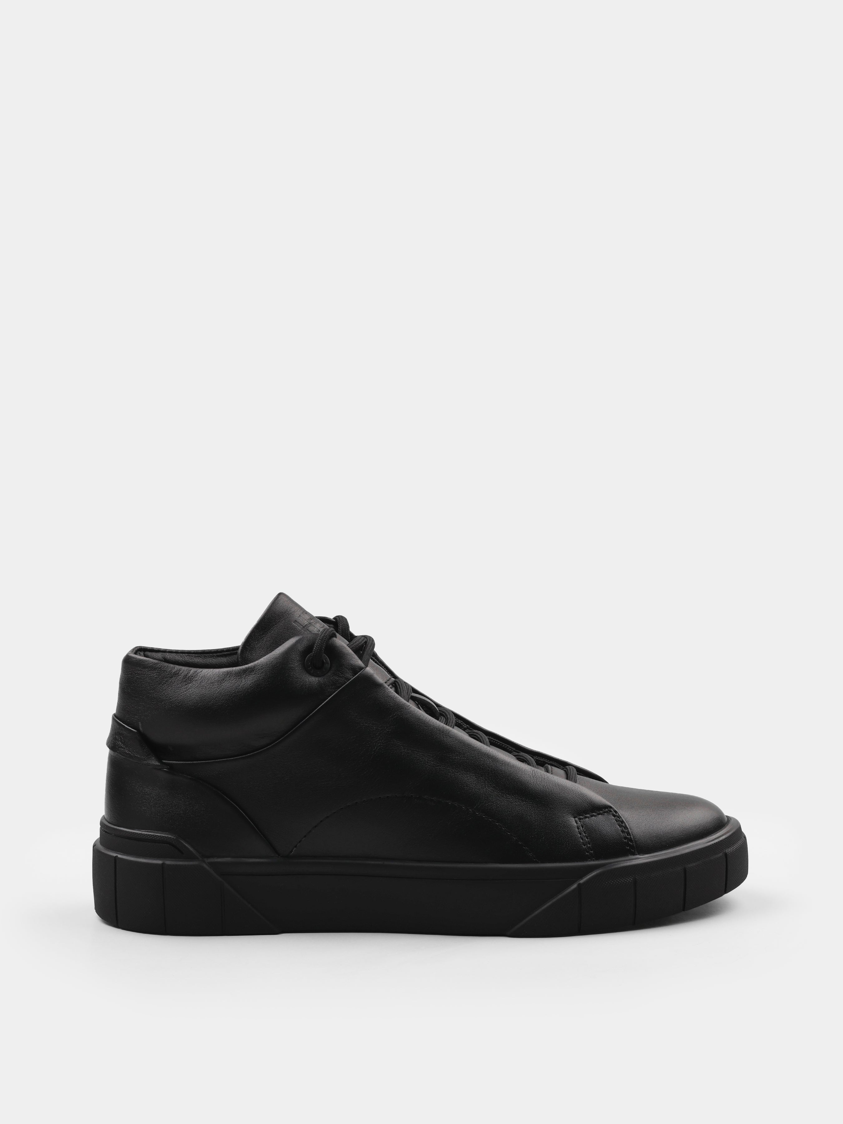 Sneakers, Roner, Black, Men's shoes, natural leather upper and fleece lining, right view