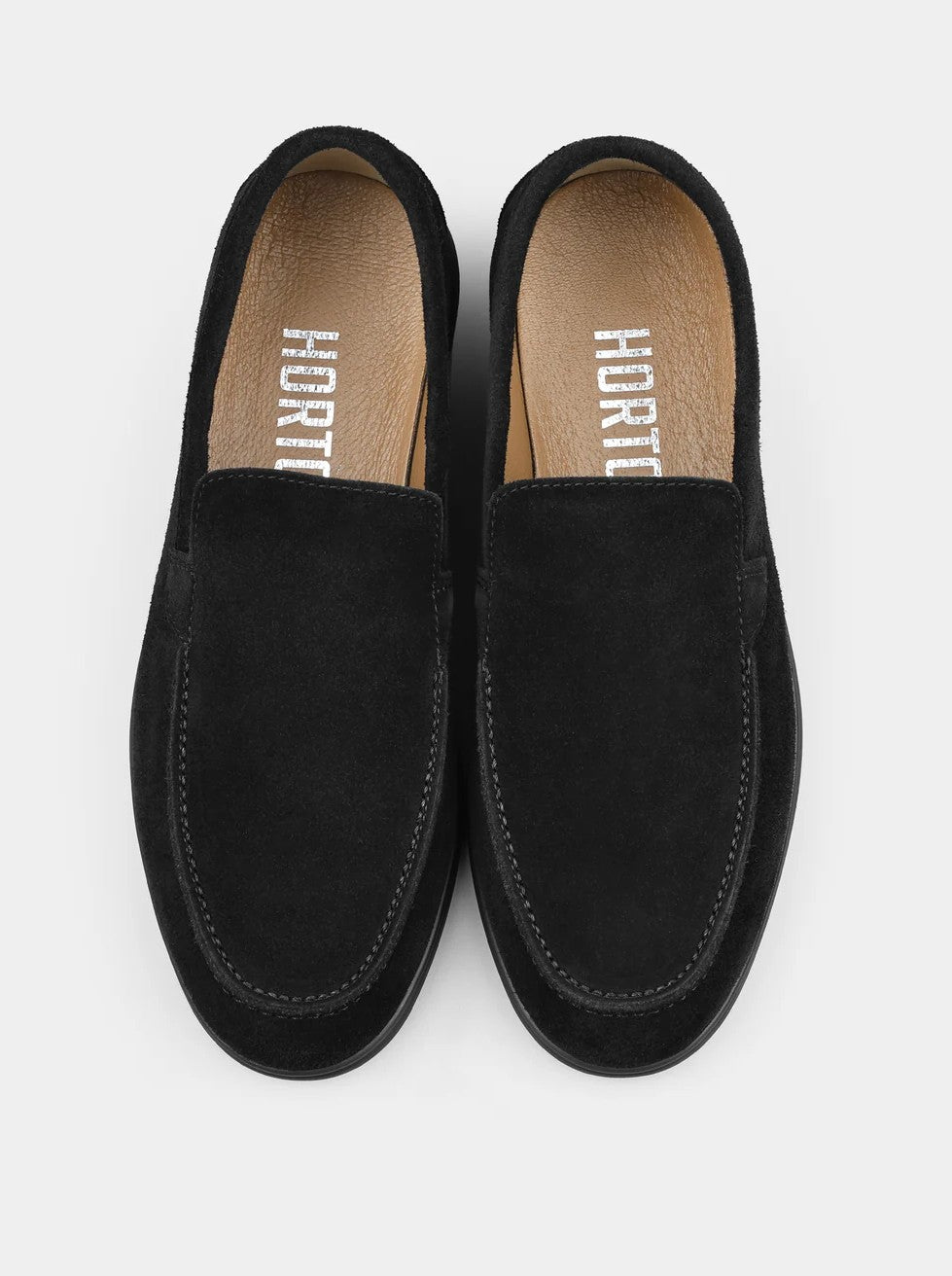 Loafers, Fenda, Black, Men's shoes, natural suede upper and  leather lining, front view