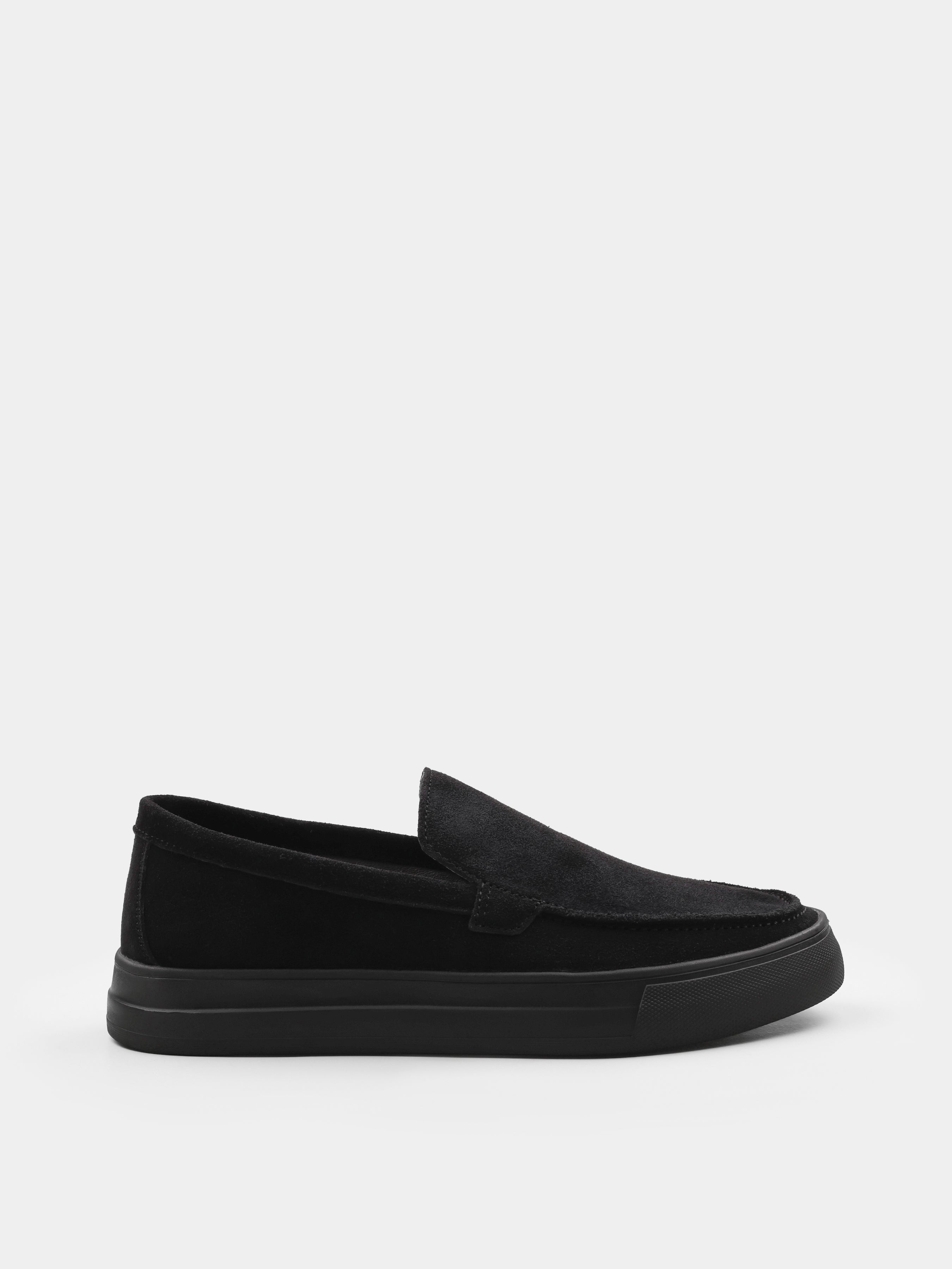 Spectrum Black Suede Loafers