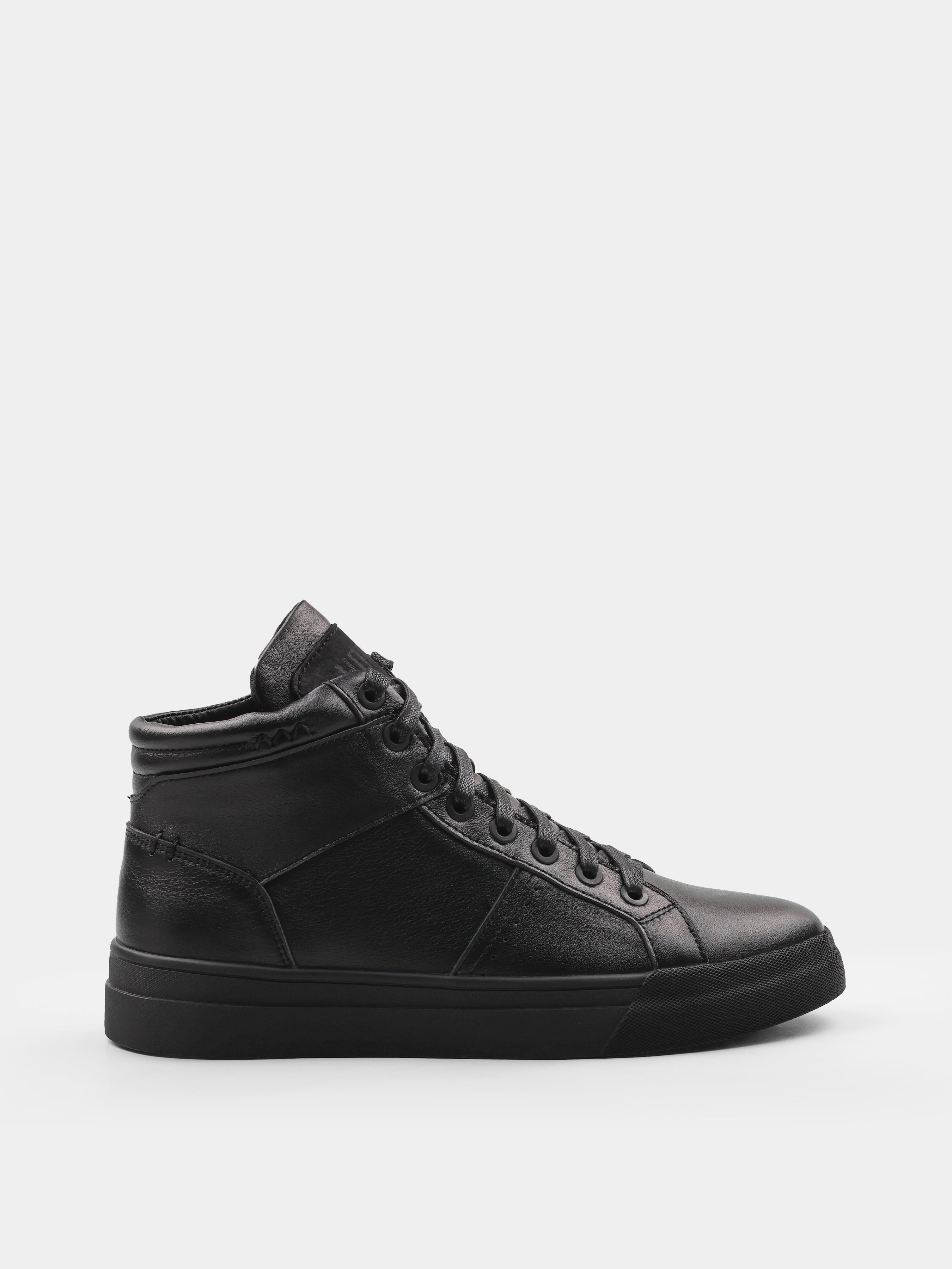 Sneakers, Scusi, Black, Men's shoes, natural leather upper and fleece lining, right view 
 