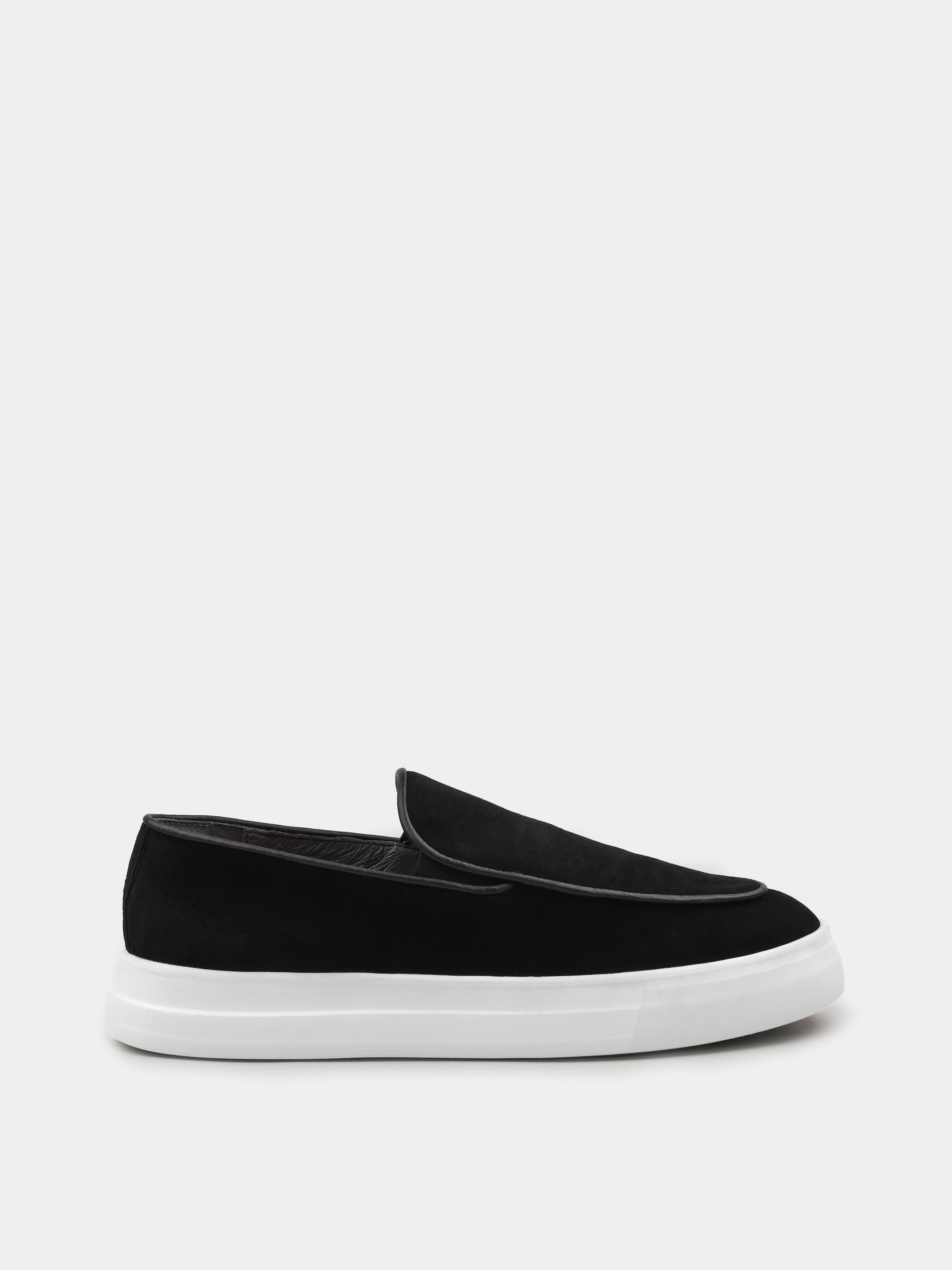 Oscuro Black White Loafers