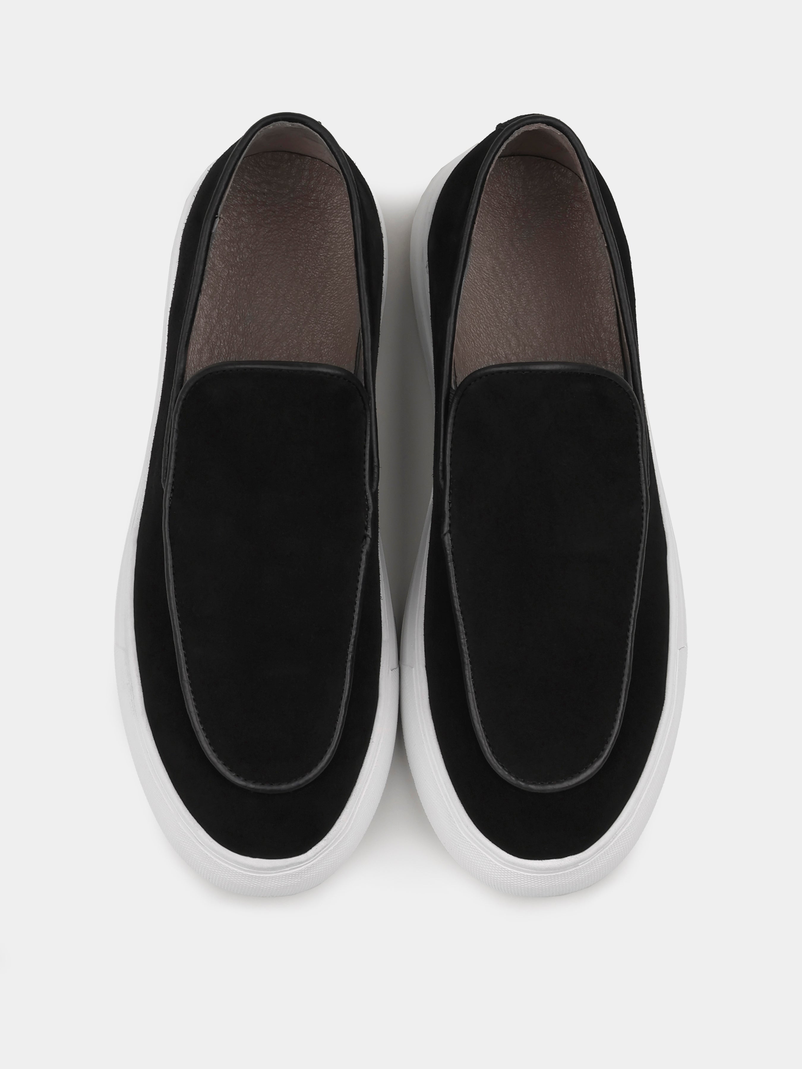 Oscuro Black White Loafers