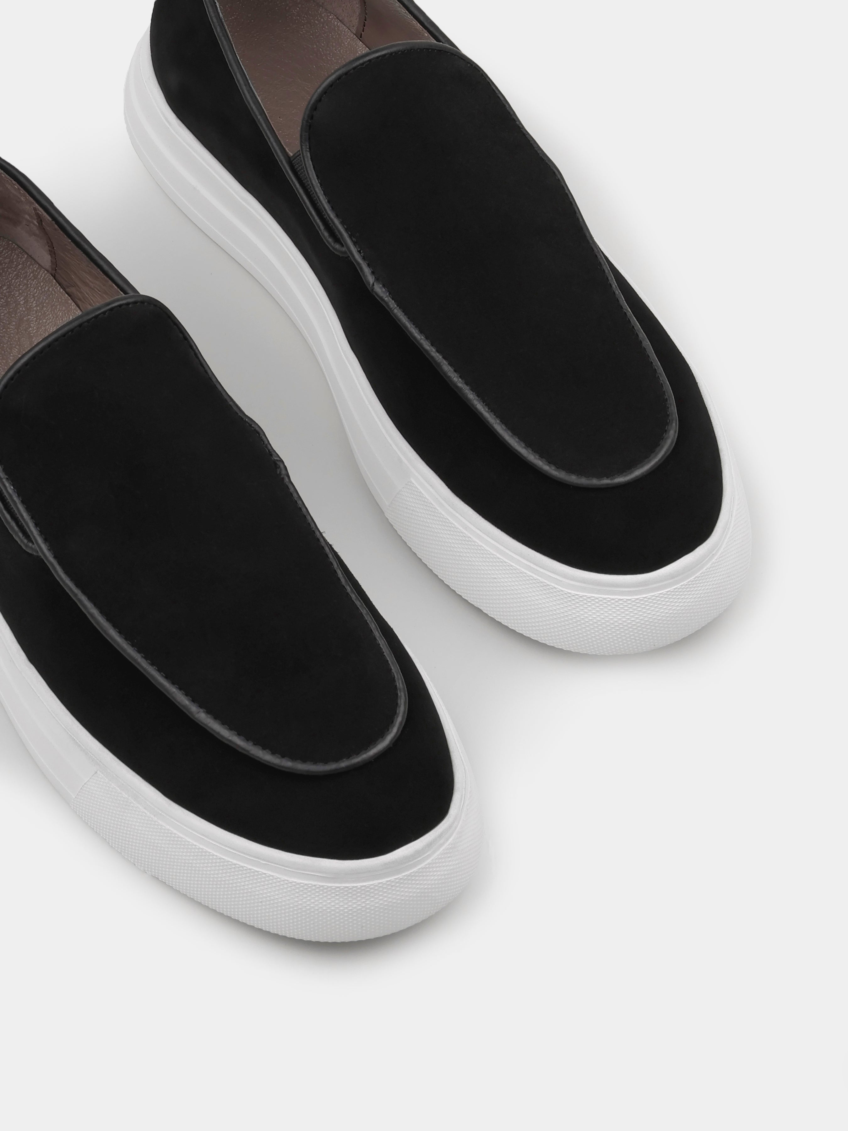 Oscuro Black White Loafers