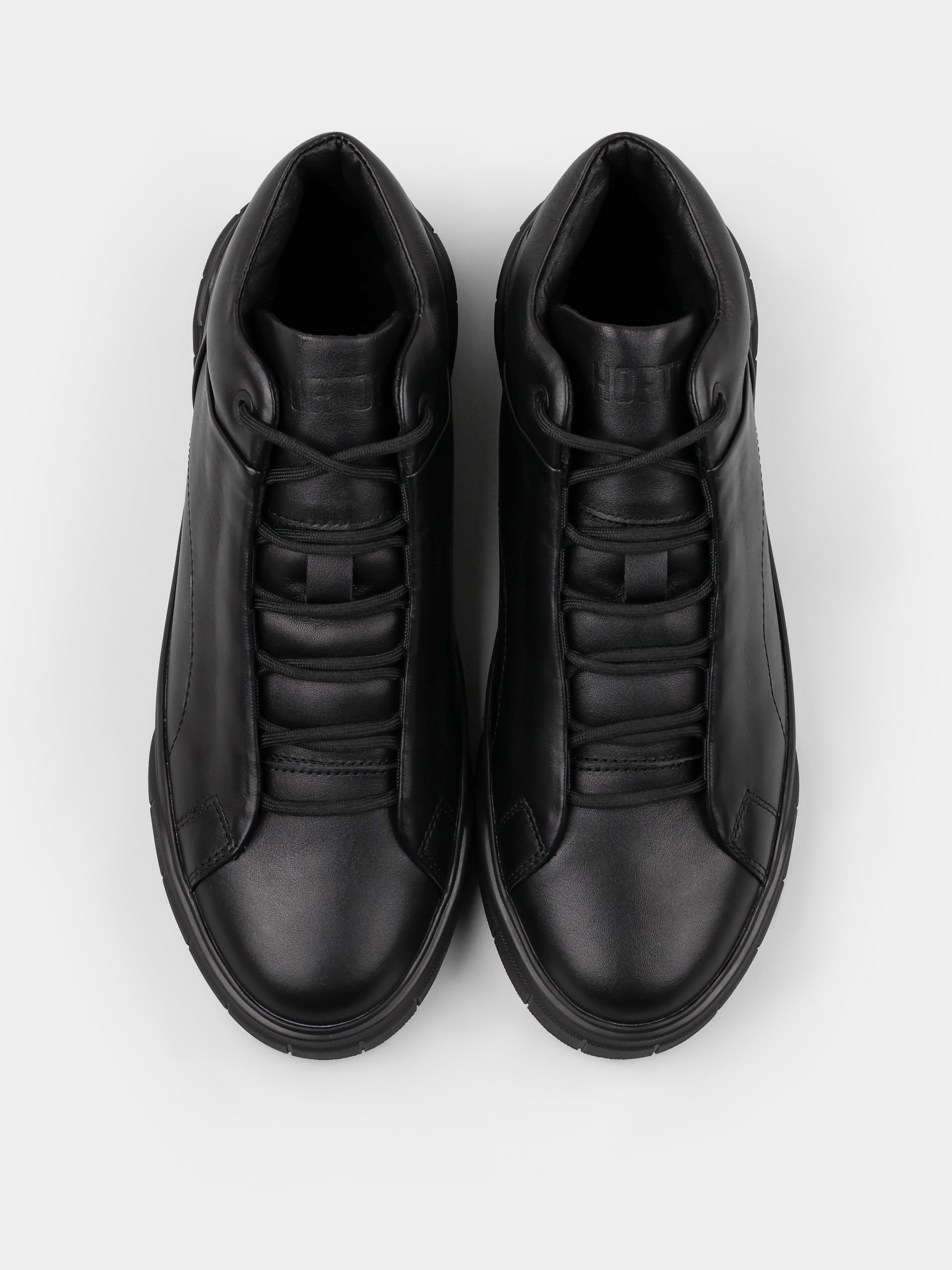 Sneakers, Winter Roner,  Black, Men's shoes,
natural leather upper and  lining wool,  front view