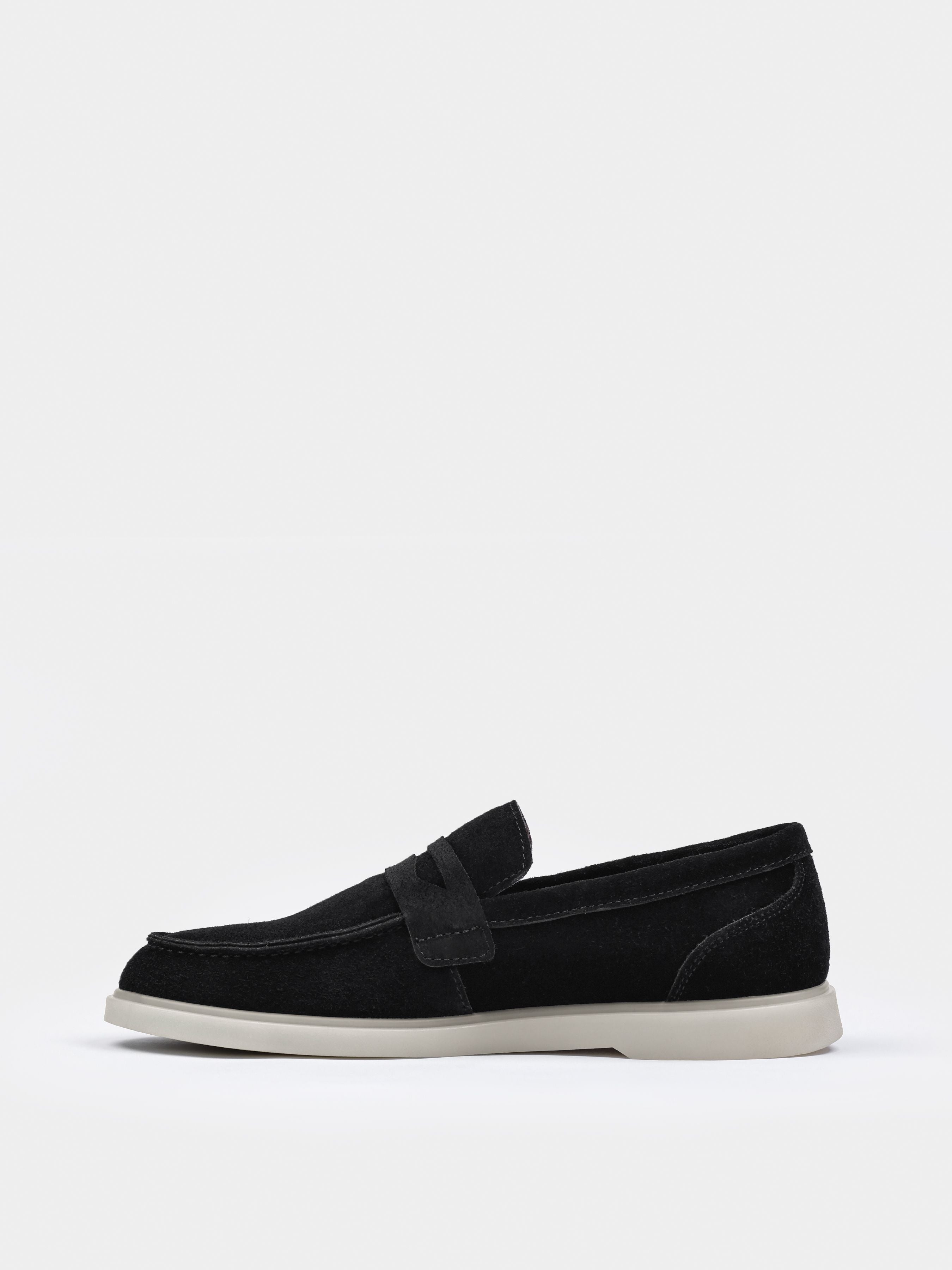 Prospero Black White Suede Loafers