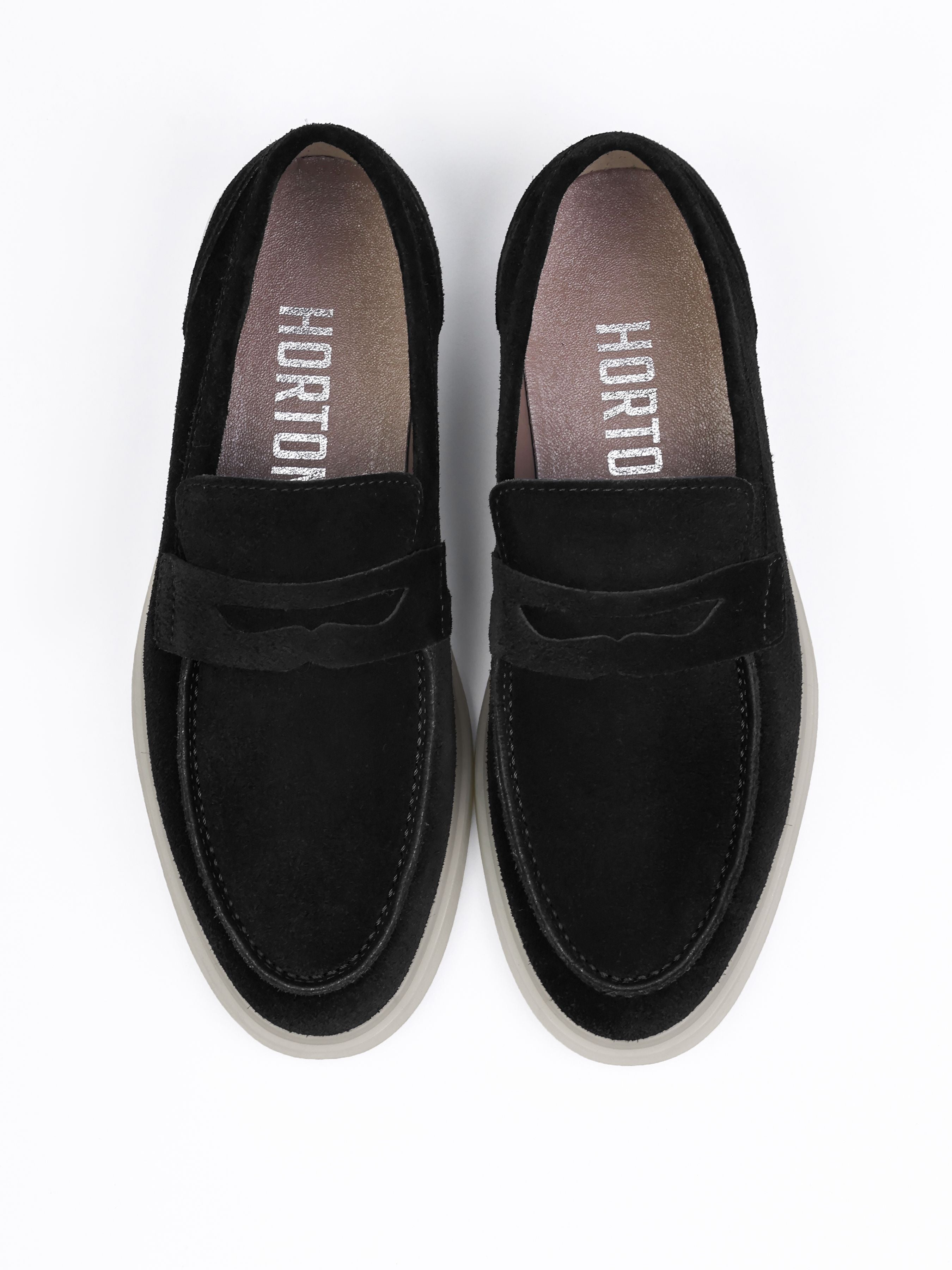 Prospero Black White Suede Loafers